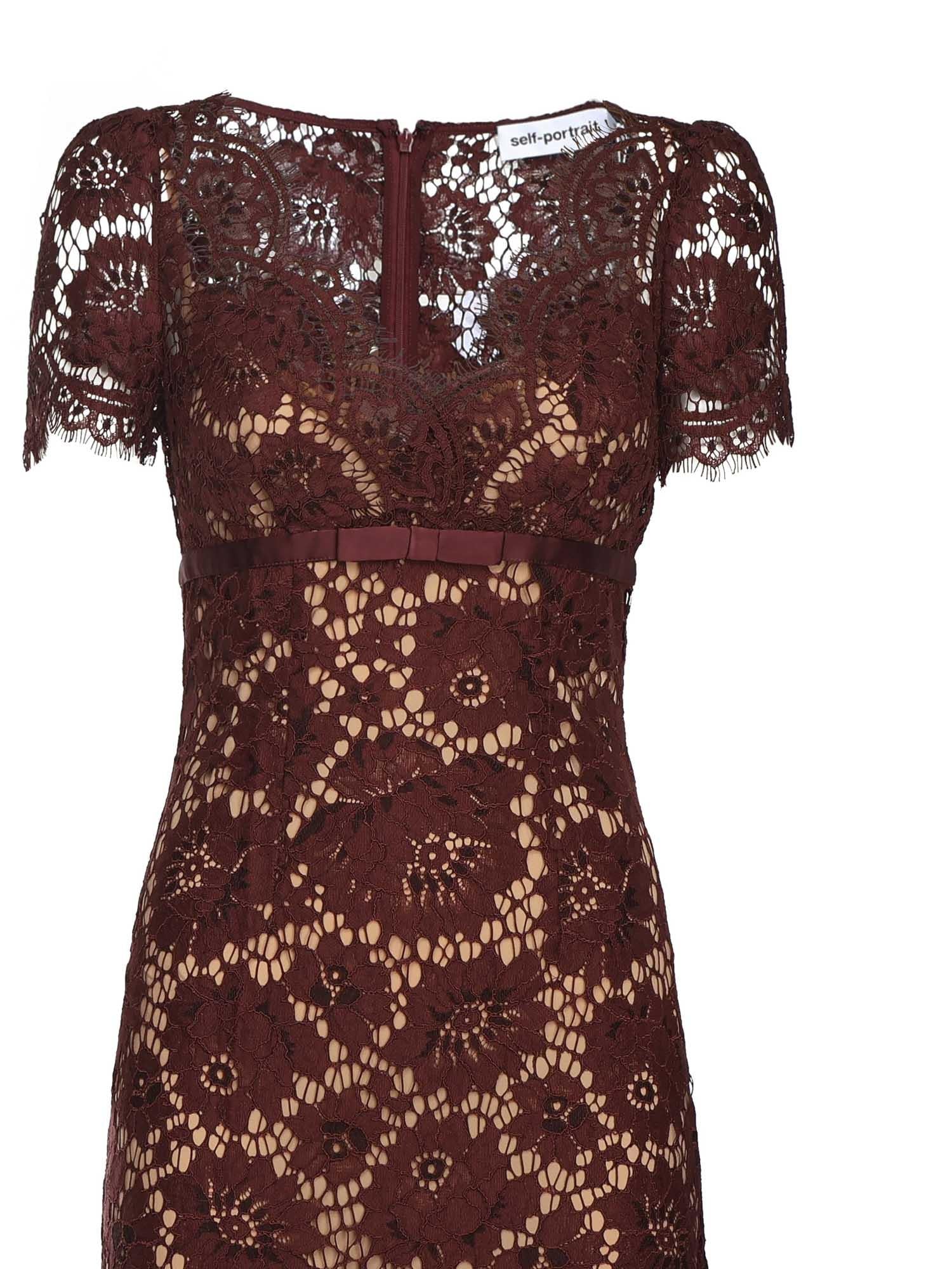 Abito midi in pizzo AW25096M BU SELF-PORTRAIT 