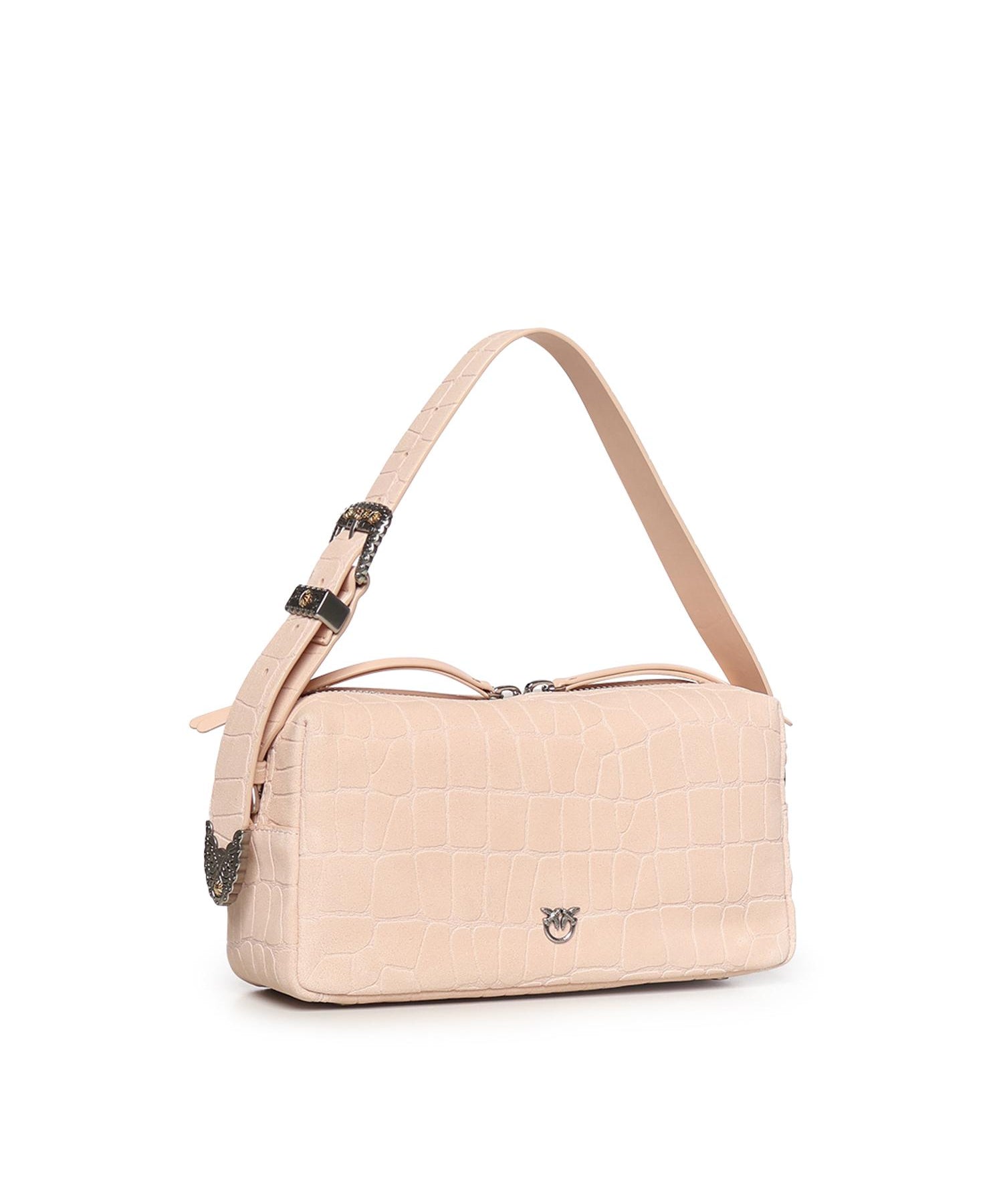 Borsa bauletto a tracolla in pelle stampa coccodrillo 106761 A2YWA28O PINKO 
