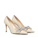 Décolleté in rafia con cristalli Double Bow R24S023095RAFNAT -1 MACH & MACH 