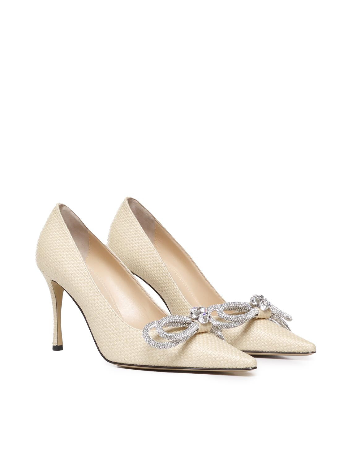 Décolleté in rafia con cristalli Double Bow R24S023095RAFNAT -1 MACH & MACH 
