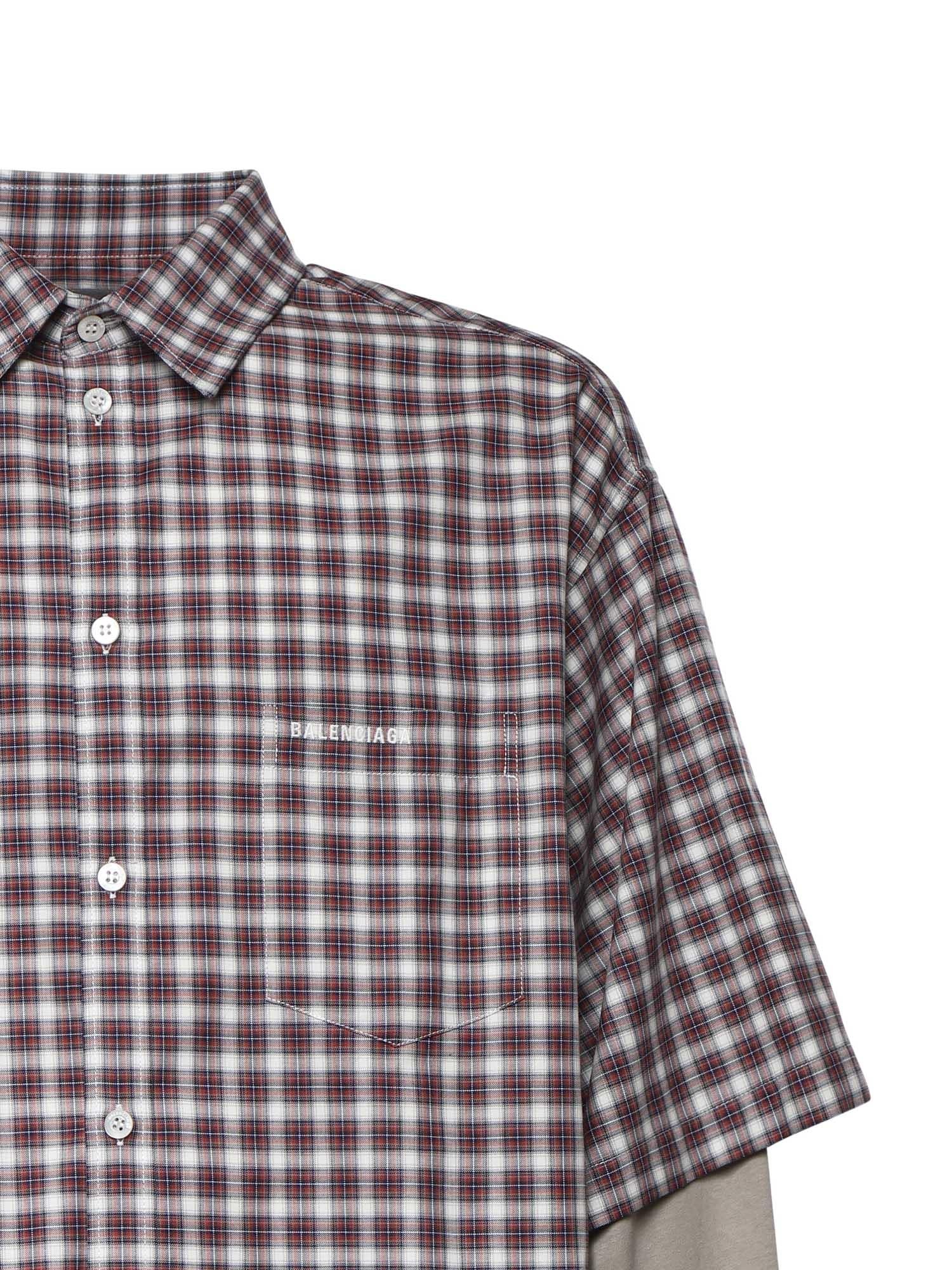 Camicia Wrong Sleeve in popeline check 866543 TUM176011 BALENCIAGA 