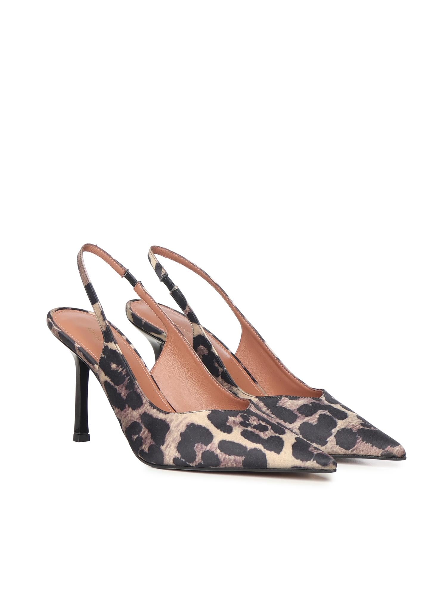 Décolleté slingback in raso stampa animalier HOLLY 90 RASOLEOPARD GIULIANO GALIANO 