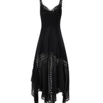 Abito midi Blossel in voile di cotone e pizzo 261621 BLACK CHARO RUIZ 