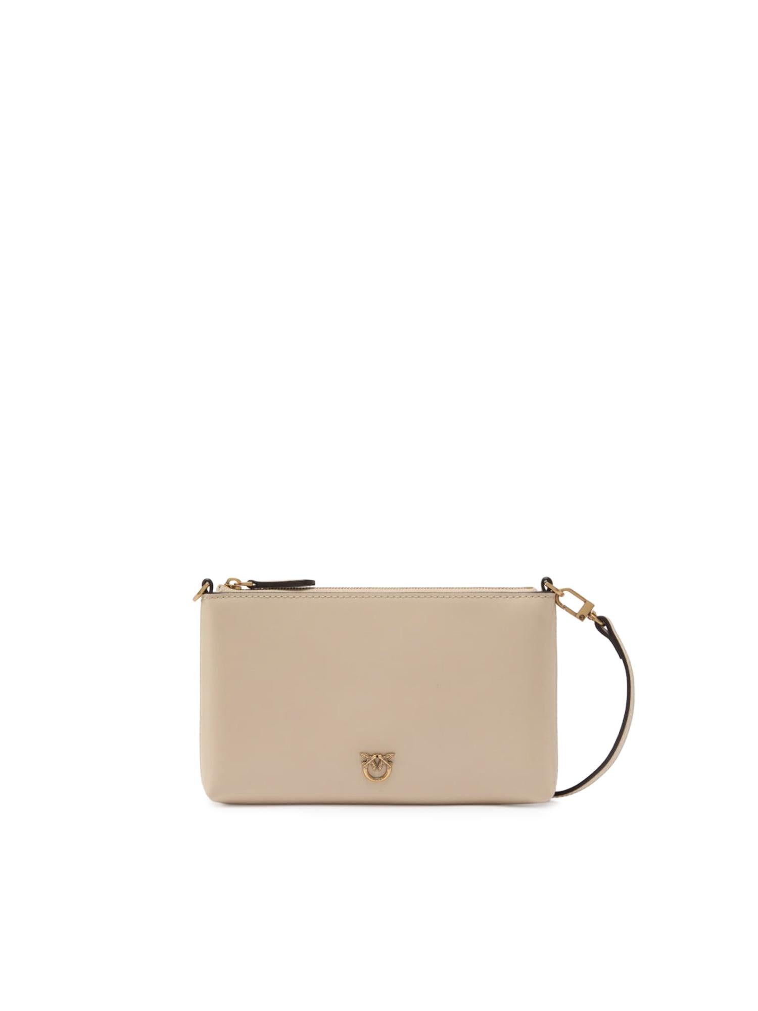 Pochette piatta in pelle con logo Love Birds 104277 A0F1C50Q PINKO 