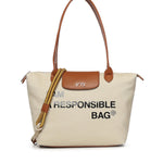 Borsa shopping Responsible con logo 73BS9N001 RESPONSIBLEOFF WHITE/CUOIO V° 73 