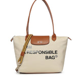 Borsa shopping Responsible con logo 73BS9N001 RESPONSIBLEOFF WHITE/CUOIO V° 73 