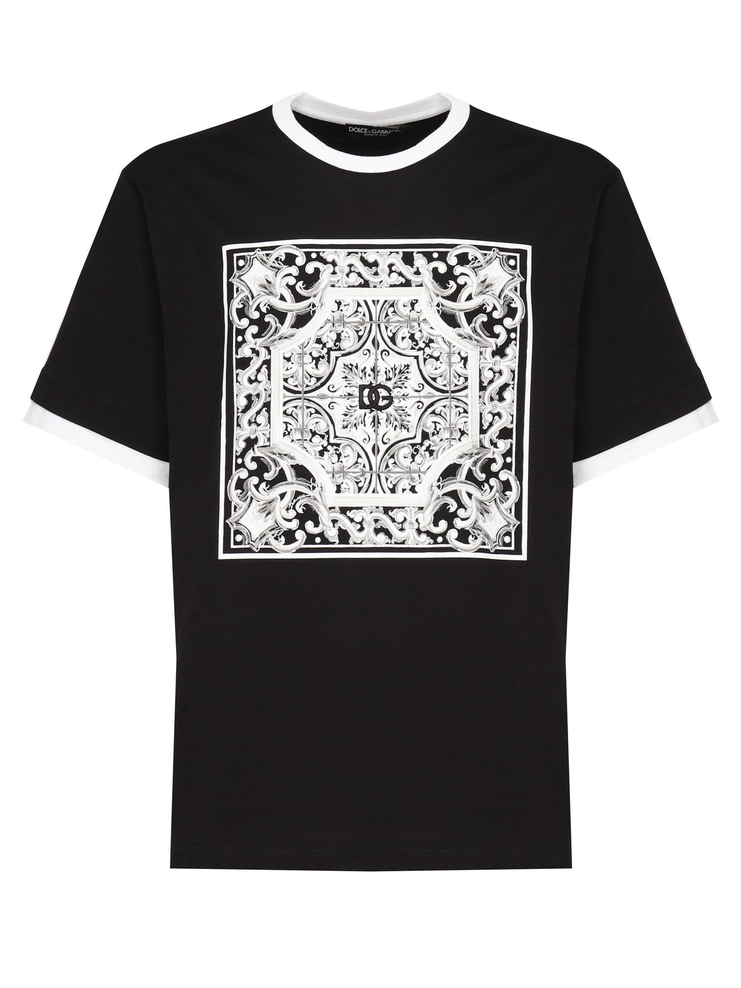 T-shirt con stampa e ricamo G8ST2Z G7O9TN0000 DOLCE & GABBANA 