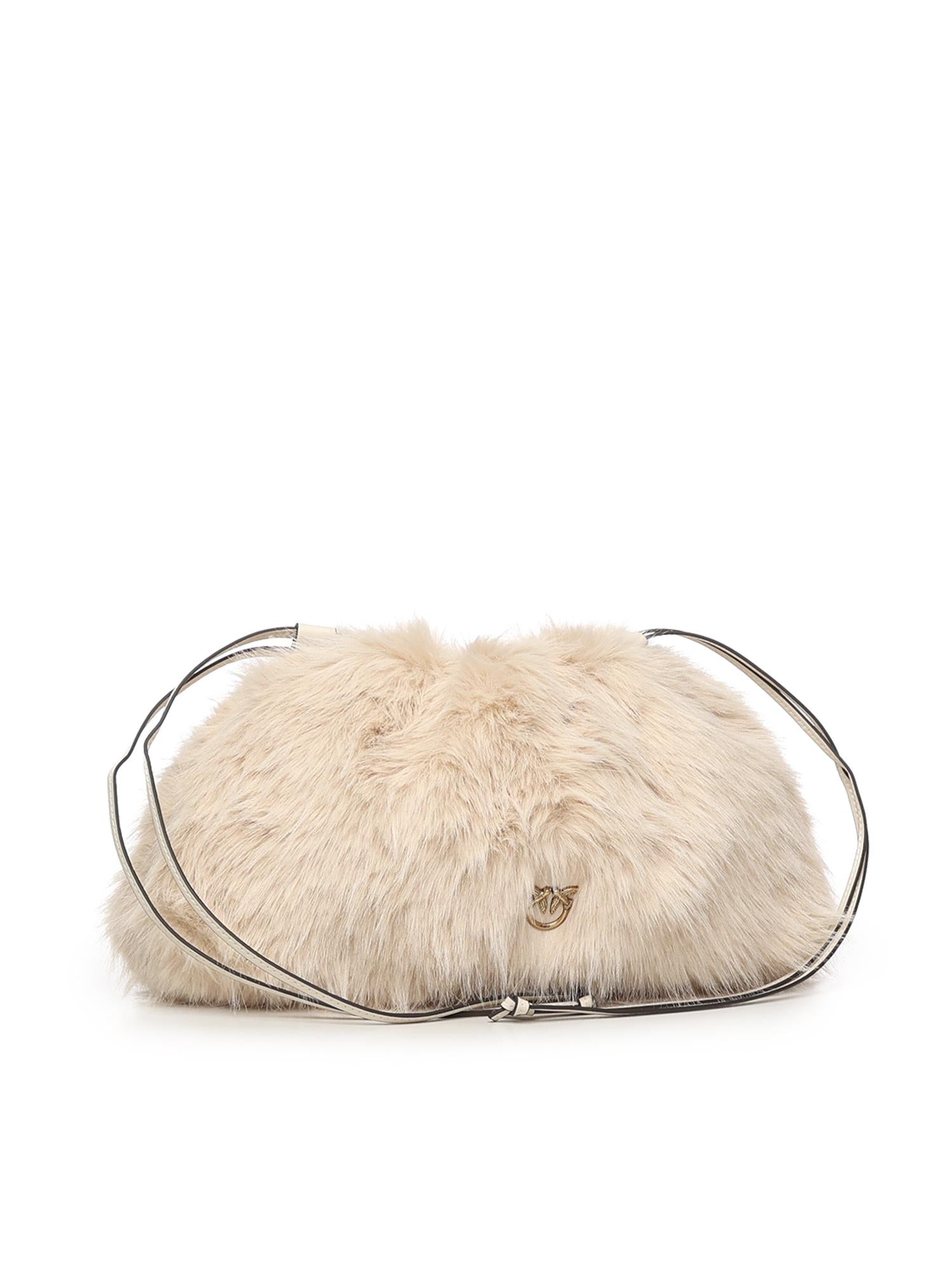 Maxi clutch in eco-pelliccia con logo<BR/> 105909 A2VZC50Q PINKO 