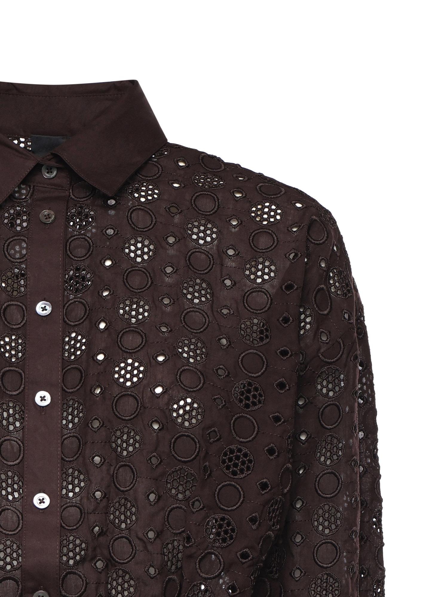 Camicia cropped con ricamo sangallo 106277 A35PM28 PINKO 