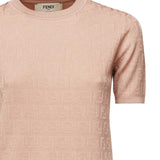 Maglia in cotone e viscosa FF jacquard FZXD57 AUZRF1SAU FENDI 