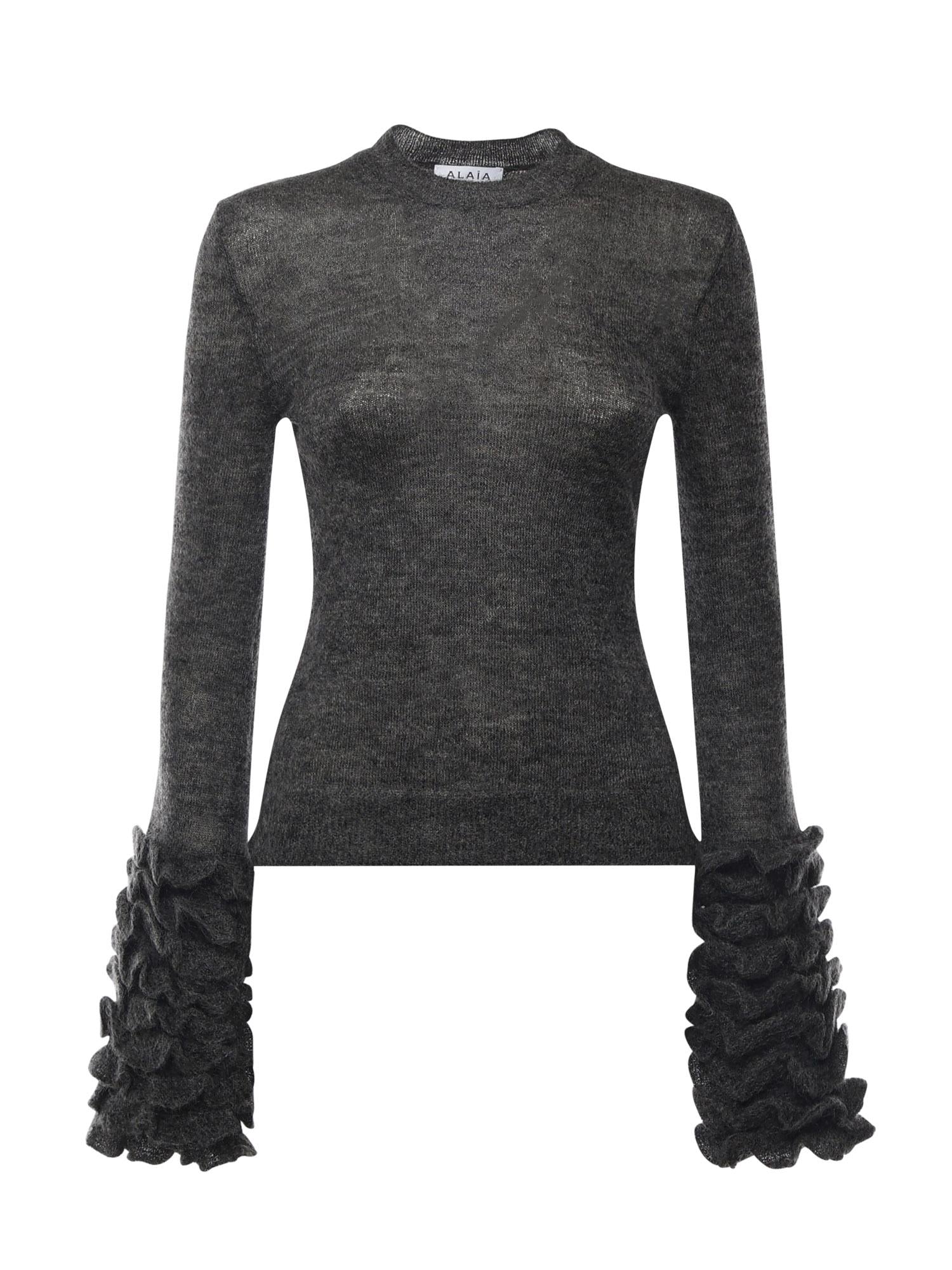 Pullover in misto mohair con ruches AA9G0076K101B 821 ALAIA 