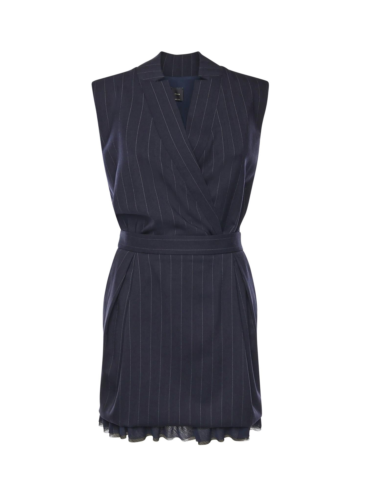 Abito corto smanicato in lana poly gessata 105829 A2QYEZ1 PINKO 