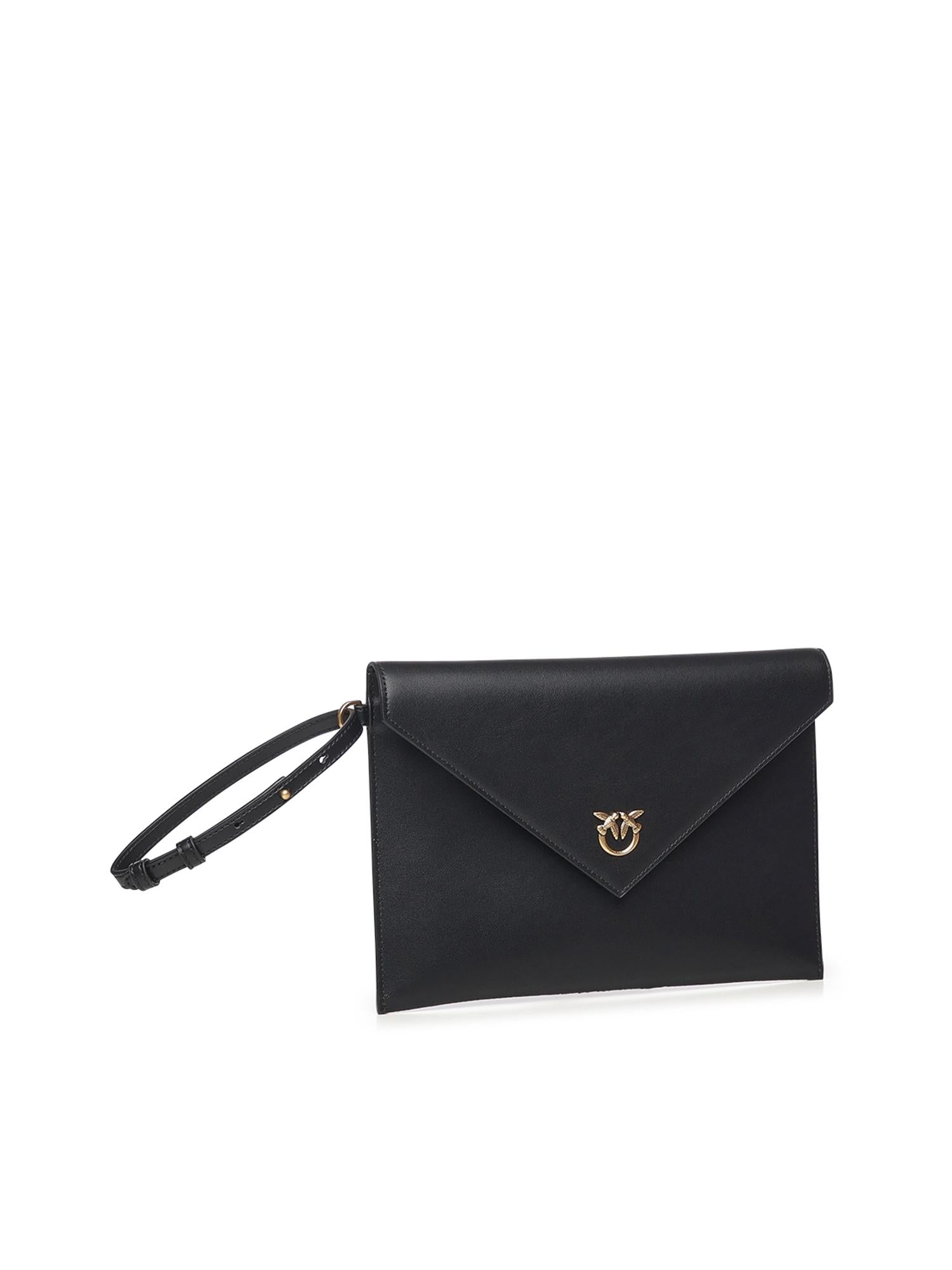Pochette a mano in pelle con logo 104820 A0F1Z99Q PINKO 