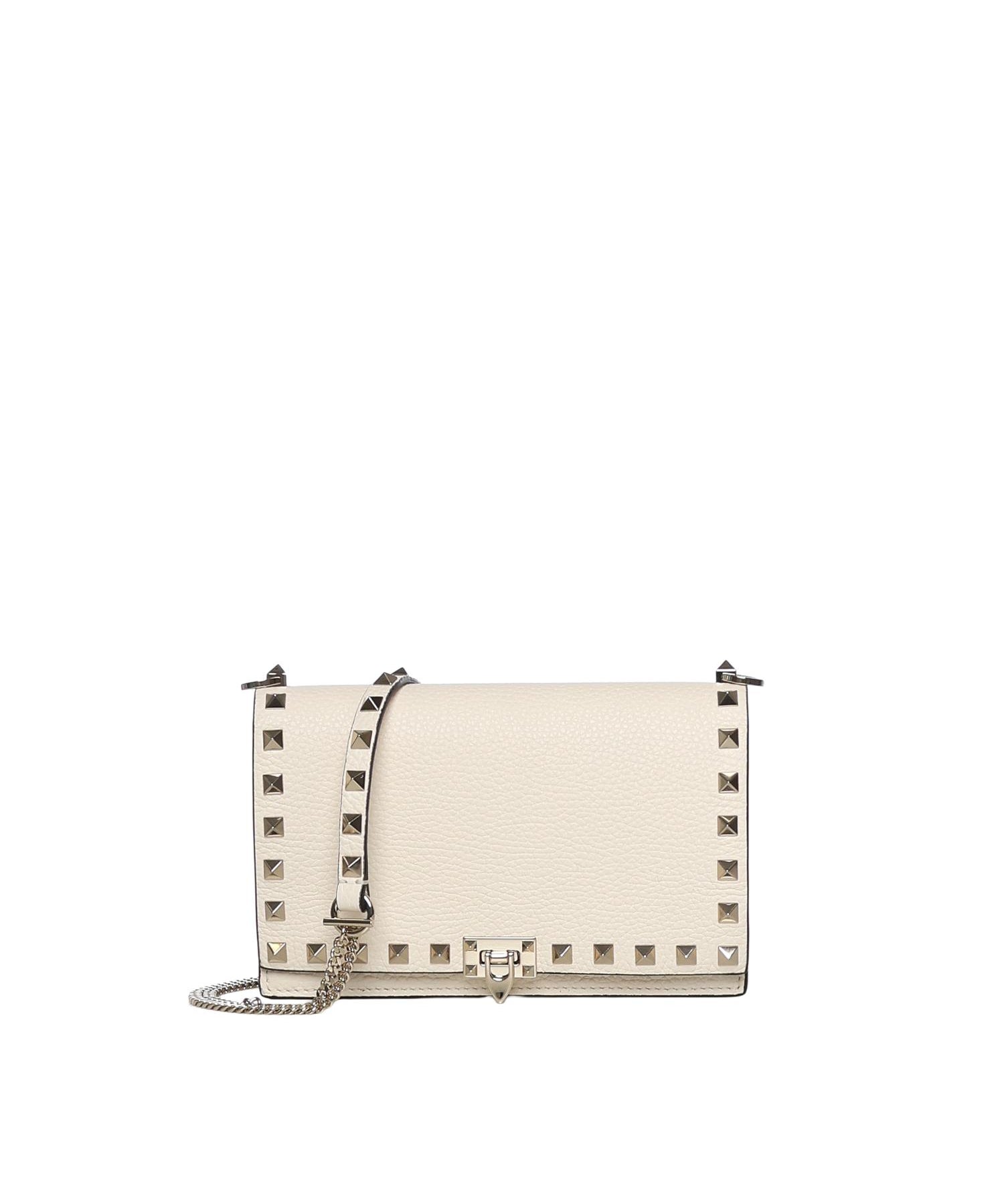 Mini bag con catena Rockstud in vitello granato 8W2P0Y59 VSHI16 VALENTINO GARAVANI 