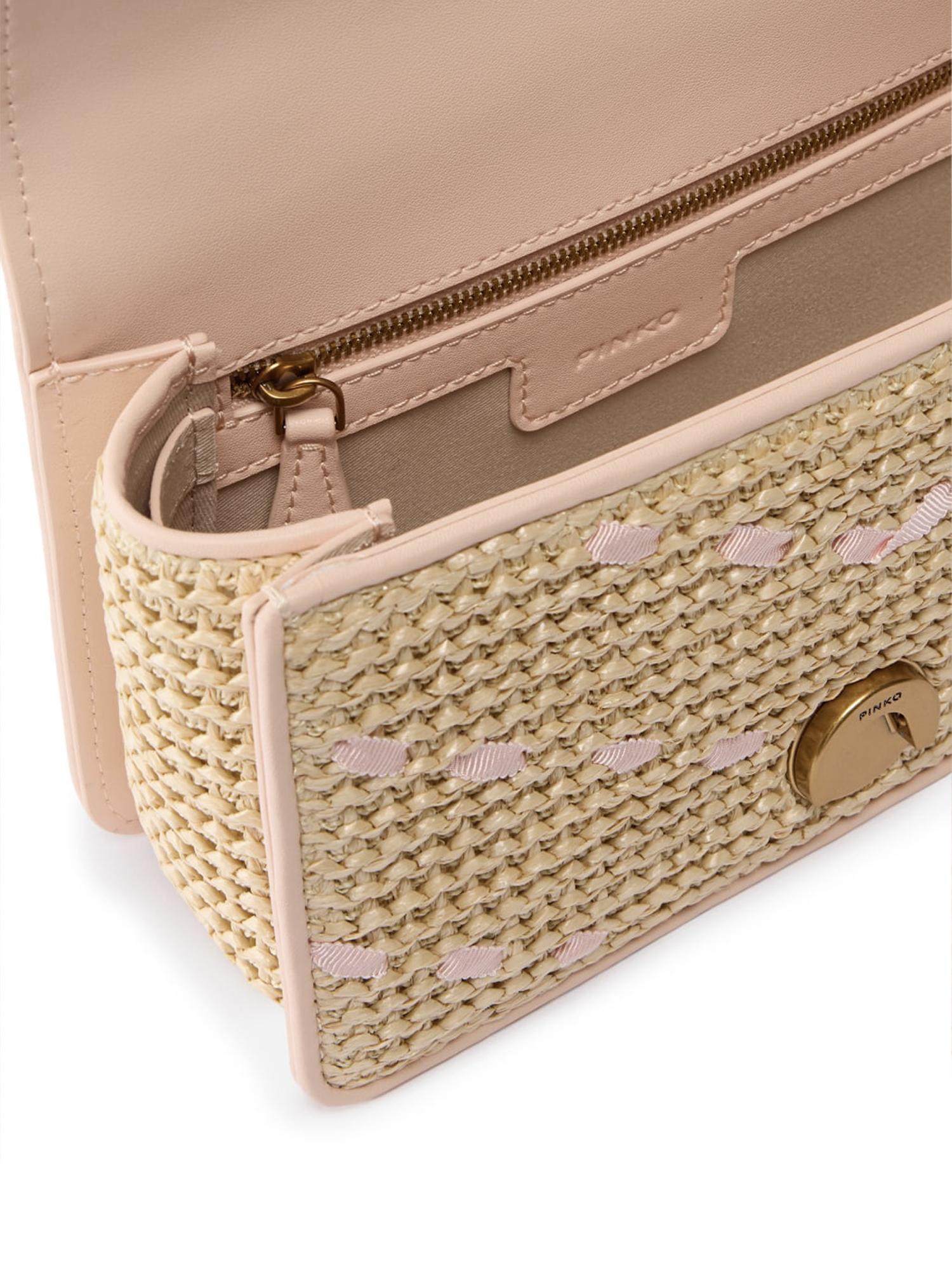 Borsa Mini Love Bag One Light in rafia e pelle 104550 A1RLHN2Q PINKO 