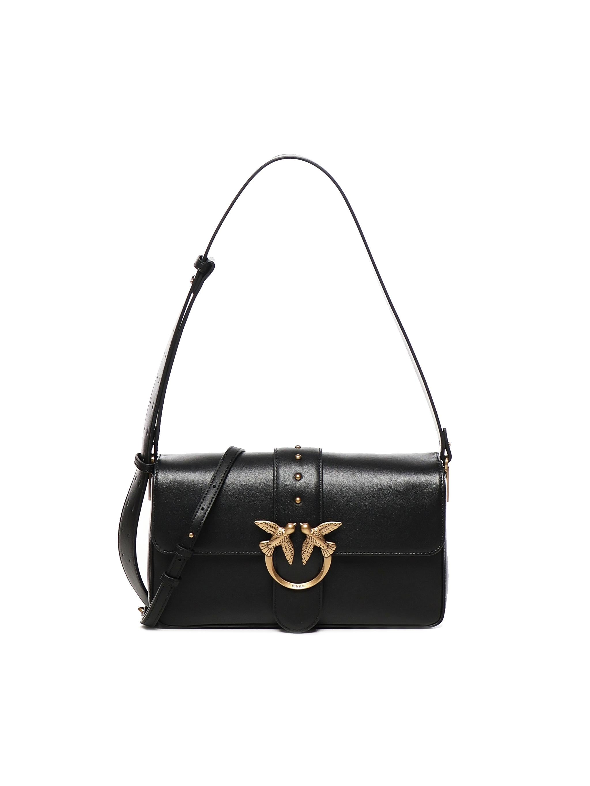 BORSA A SPALLA IN PELLE CON LOGO 104524 A0QOZ99Q PINKO 