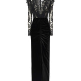 Abito in velluto e pizzo FABX4120F2603 0900 ALESSANDRA RICH 