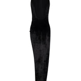 Abito lungo in velluto DA572 VS0040D999 DONDUP 