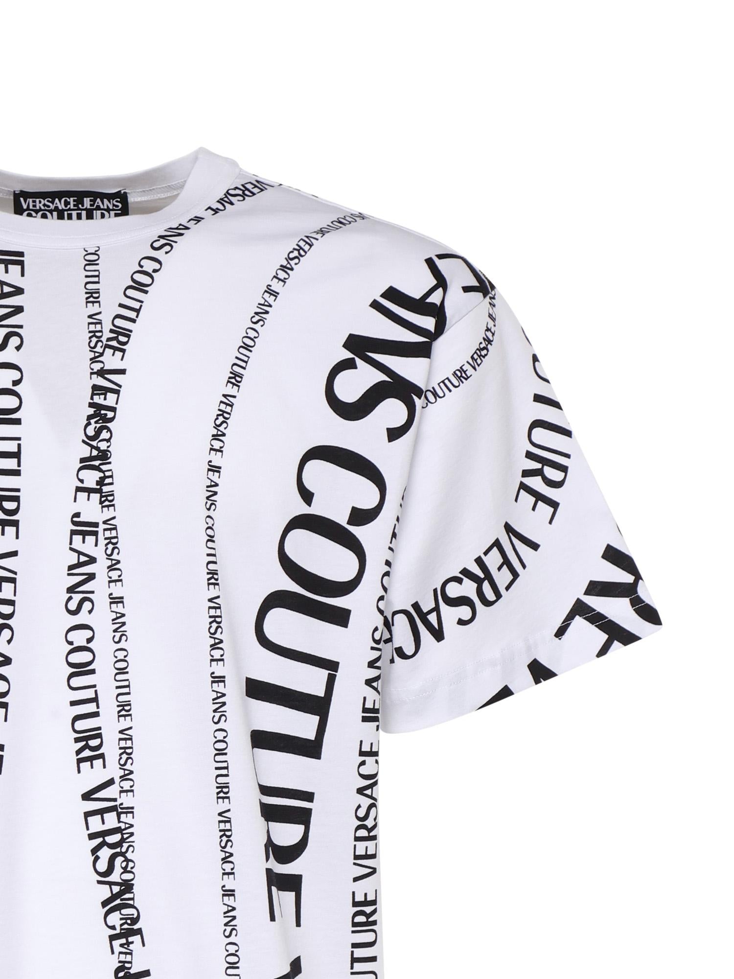 T-shirt in jersey di cotone con stampa 80GAH6R0 JS555L02 VERSACE JEANS COUTURE 