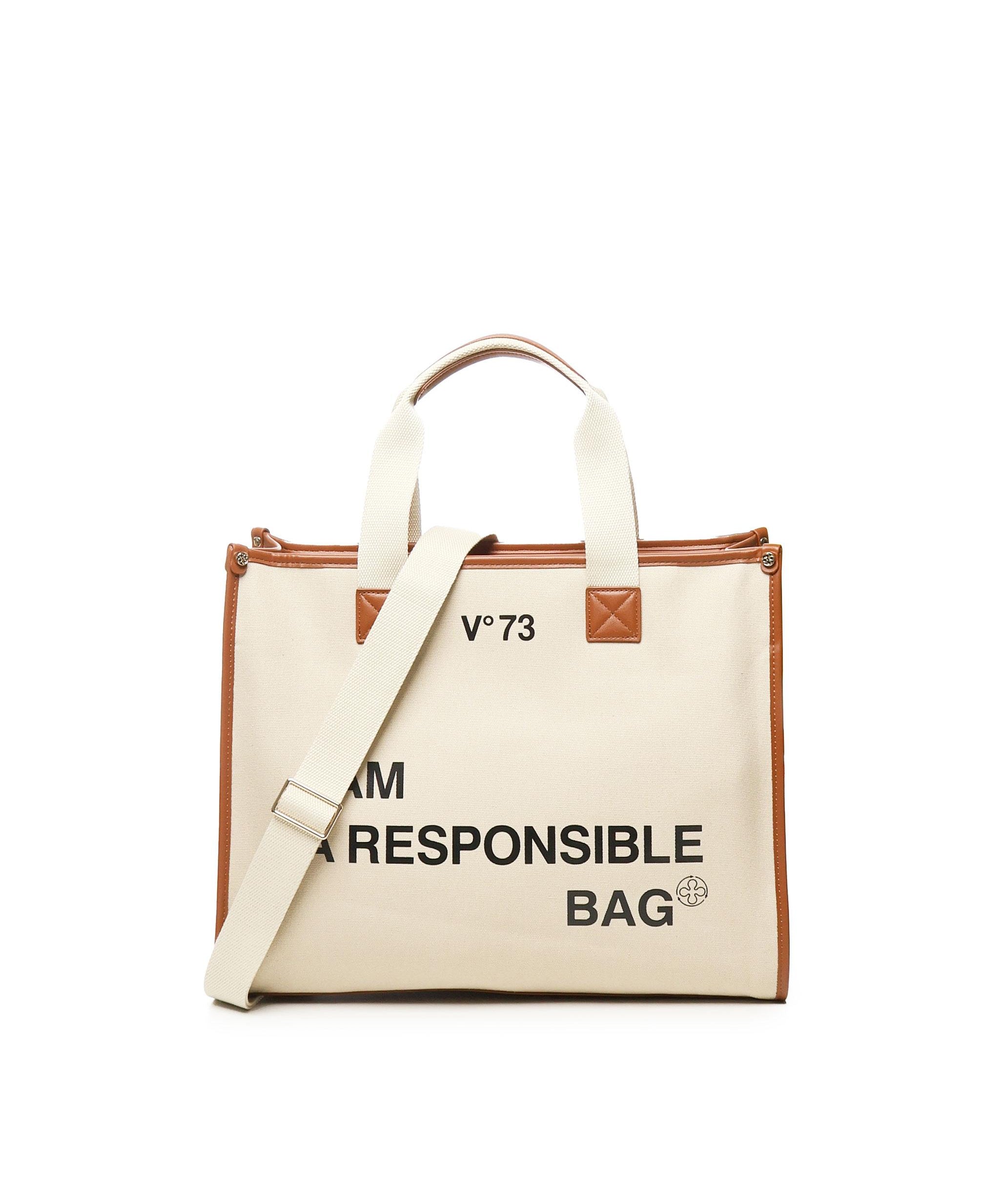 Borsa tote Responsability in cotone 73BS6AF01 RESPONSIBILITY BISNATURALE/CUOIO V° 73 