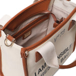 Borsa tote Responsability in canvas 73BS6AF02 RESPONSIBILITY BISNATURALE/CUOIO V° 73 