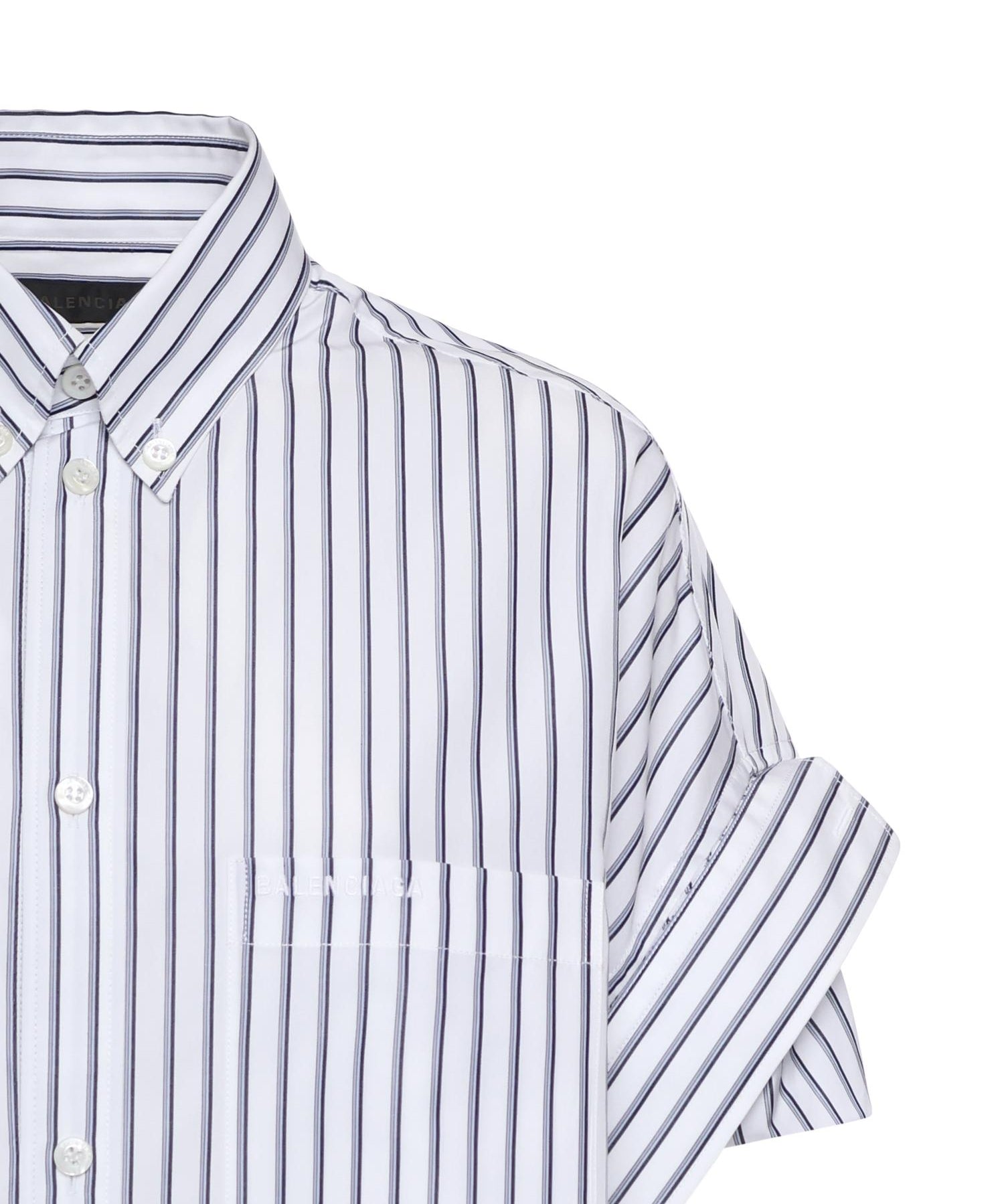 Camicia con maniche con risvolto in popeline a righe 857833 TTM339086 BALENCIAGA 