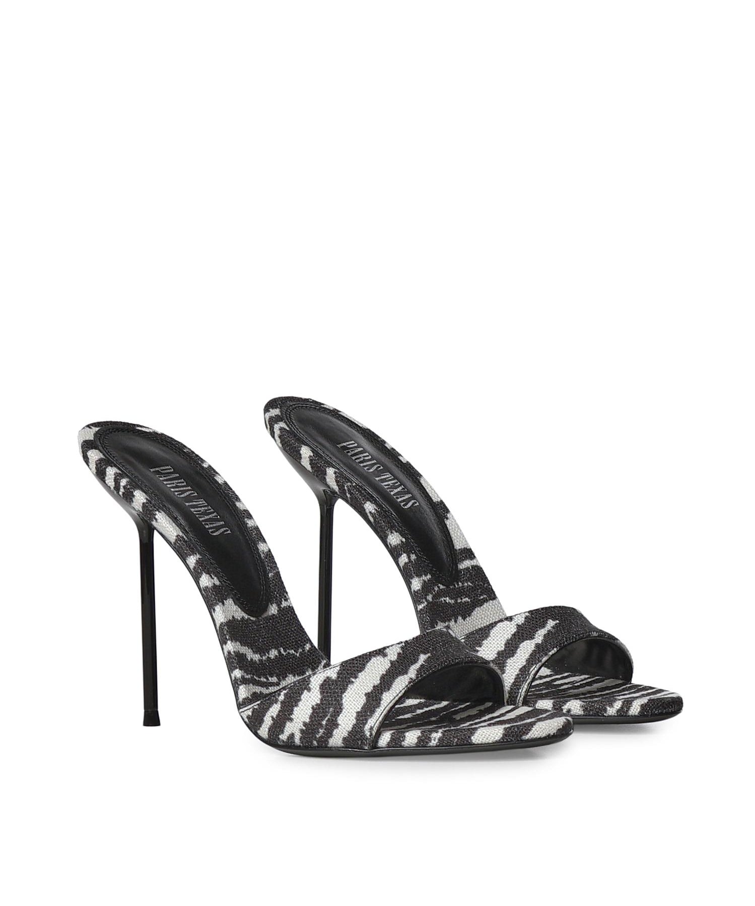 Mules Lidia con stampa zebrata PX836 XPTCVWHITE ZEBRA PARIS TEXAS 