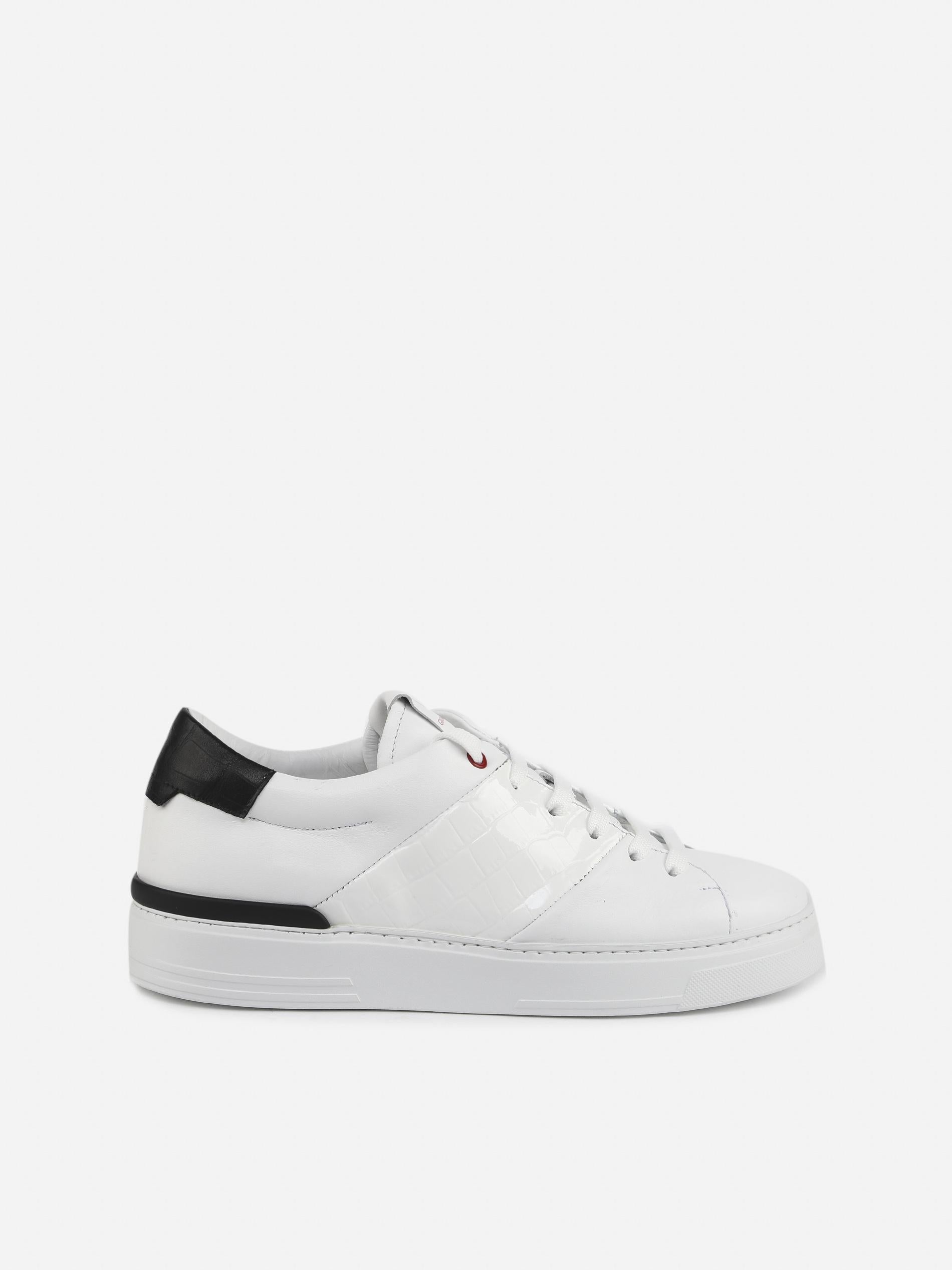Sneakers king1 in pelle con inserto effetto coccodrillo pe 2021 KING1 -WHITE/BLACK GIULIANO GALIANO 