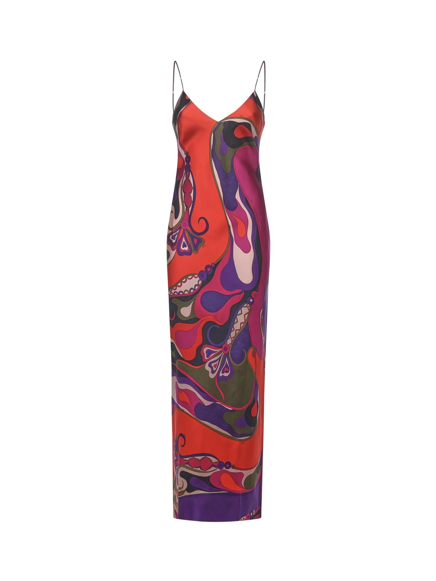 Abito lungo con stampa Orchidee 5URI30 5U731017 PUCCI 