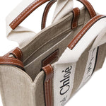 Woody bag piccola in canvas di lino CHC22AP237I26 90U CHLOÉ 