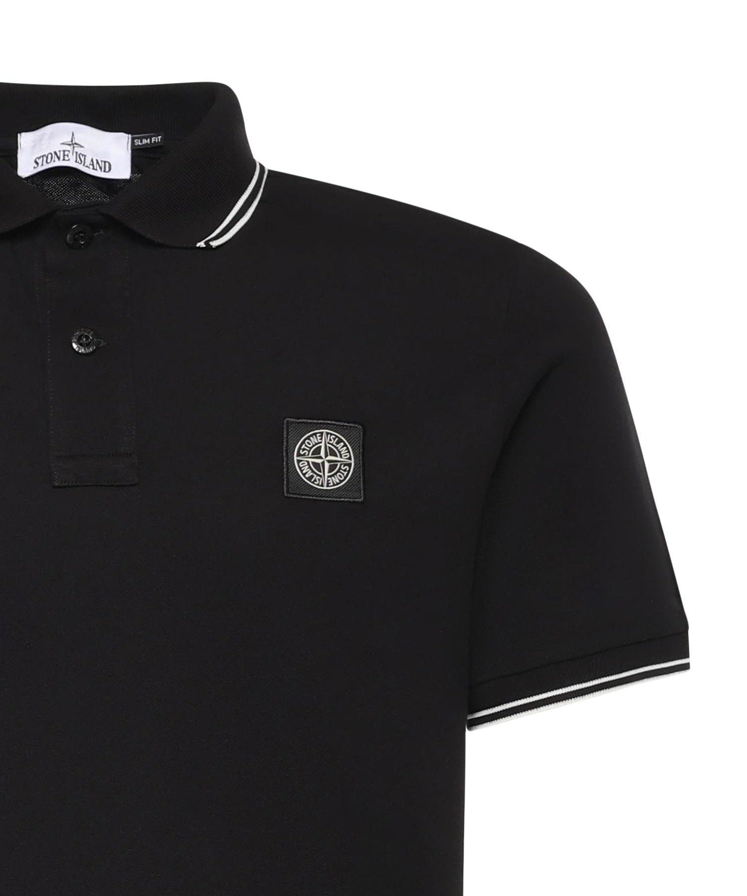 Polo in piqué di cotone con patch Compass L1S152200010 S0018V0029 STONE ISLAND 