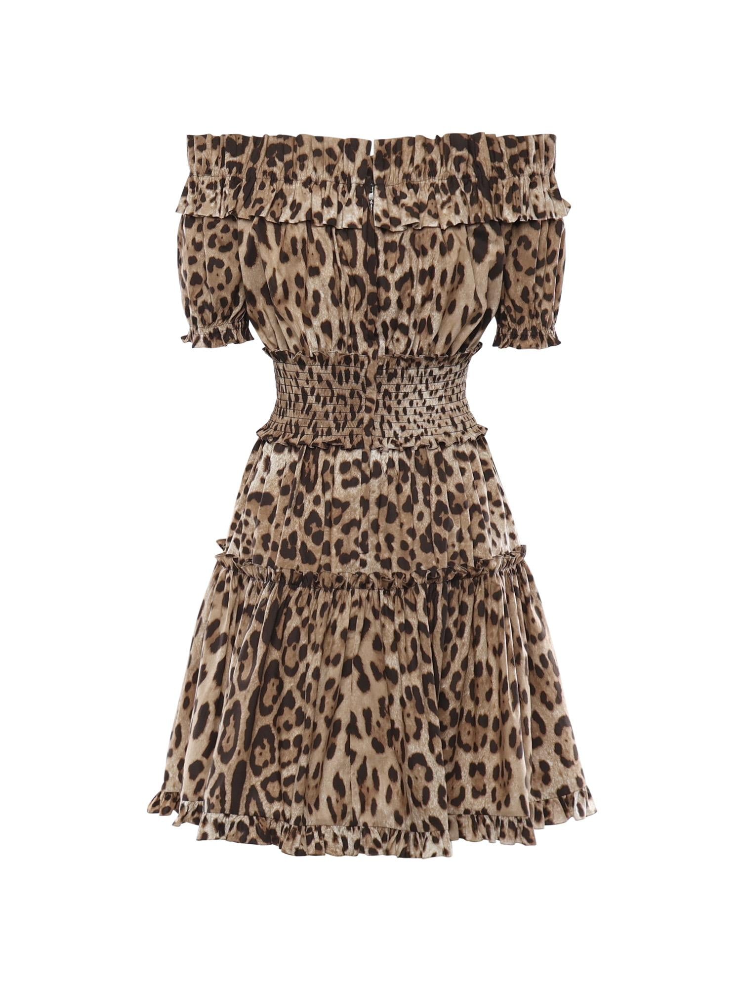 Abito corto in popeline con stampa leopardo F6A0UT HS5E3HY13M DOLCE & GABBANA 