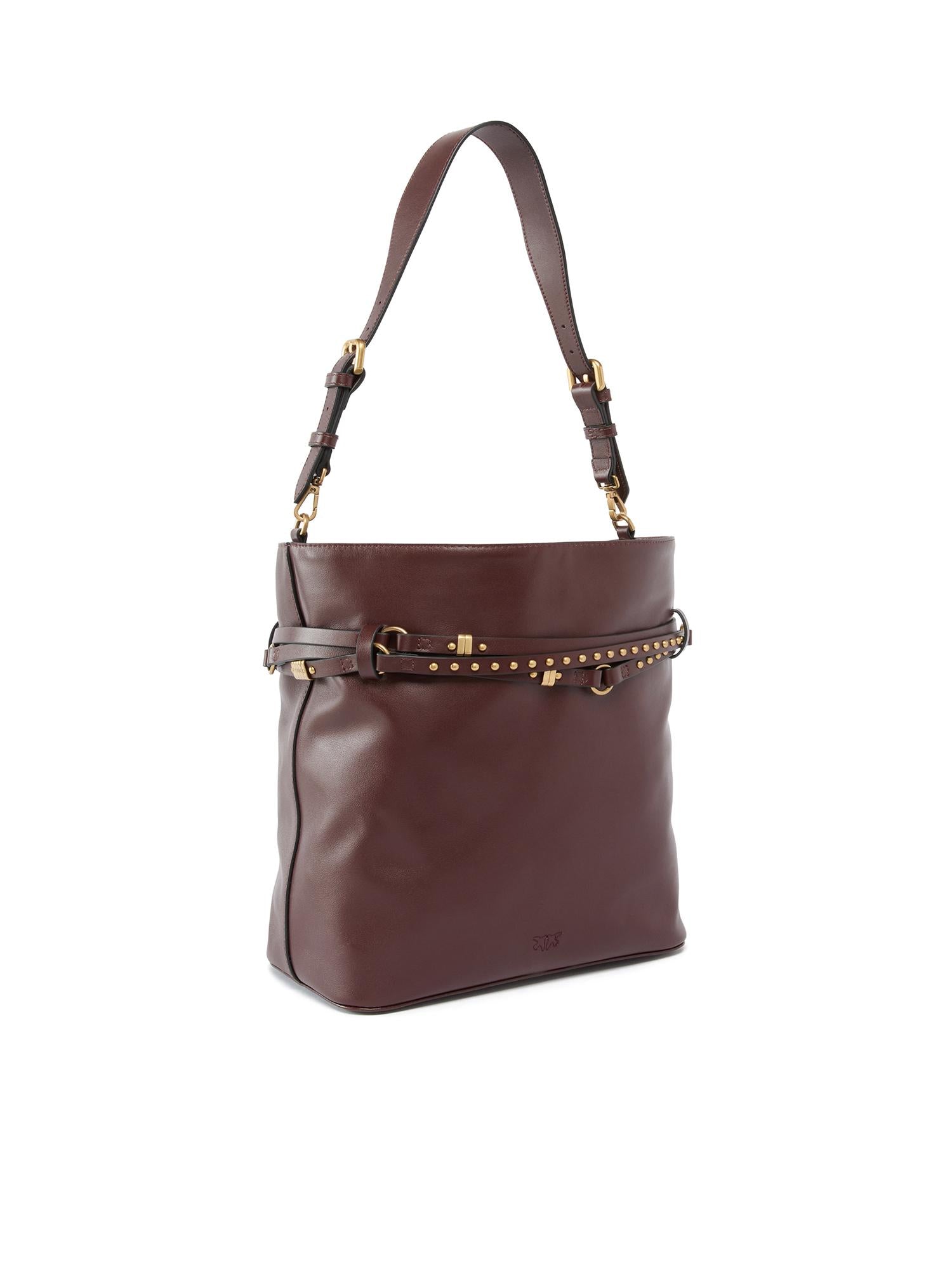 Borsa a spalla media Bucket Belt Bag in pelle 106339 A0QOR49Q PINKO 