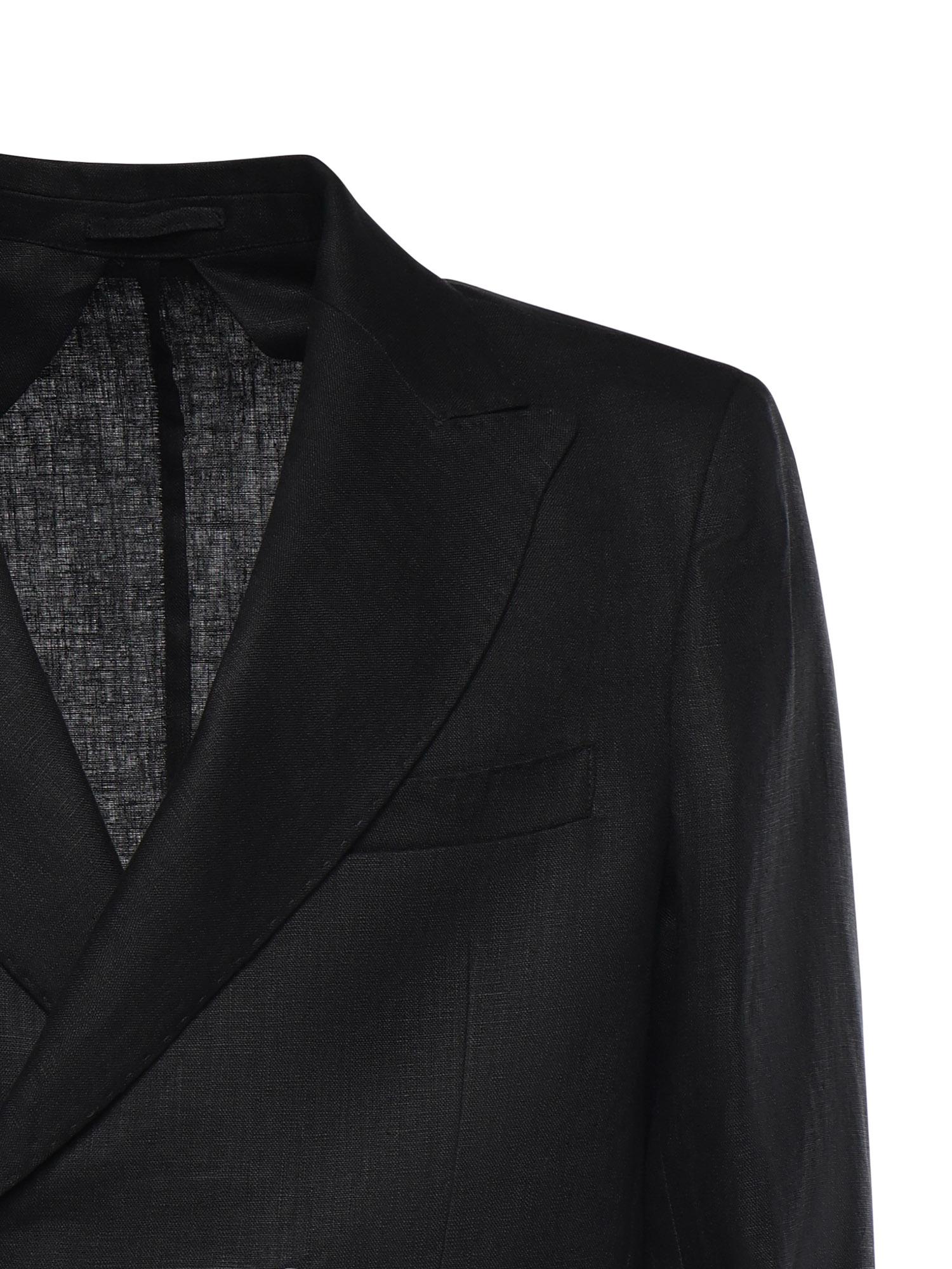 Blazer doppiopetto in lino MCAUS3259S26 019 MICHAEL COAL 