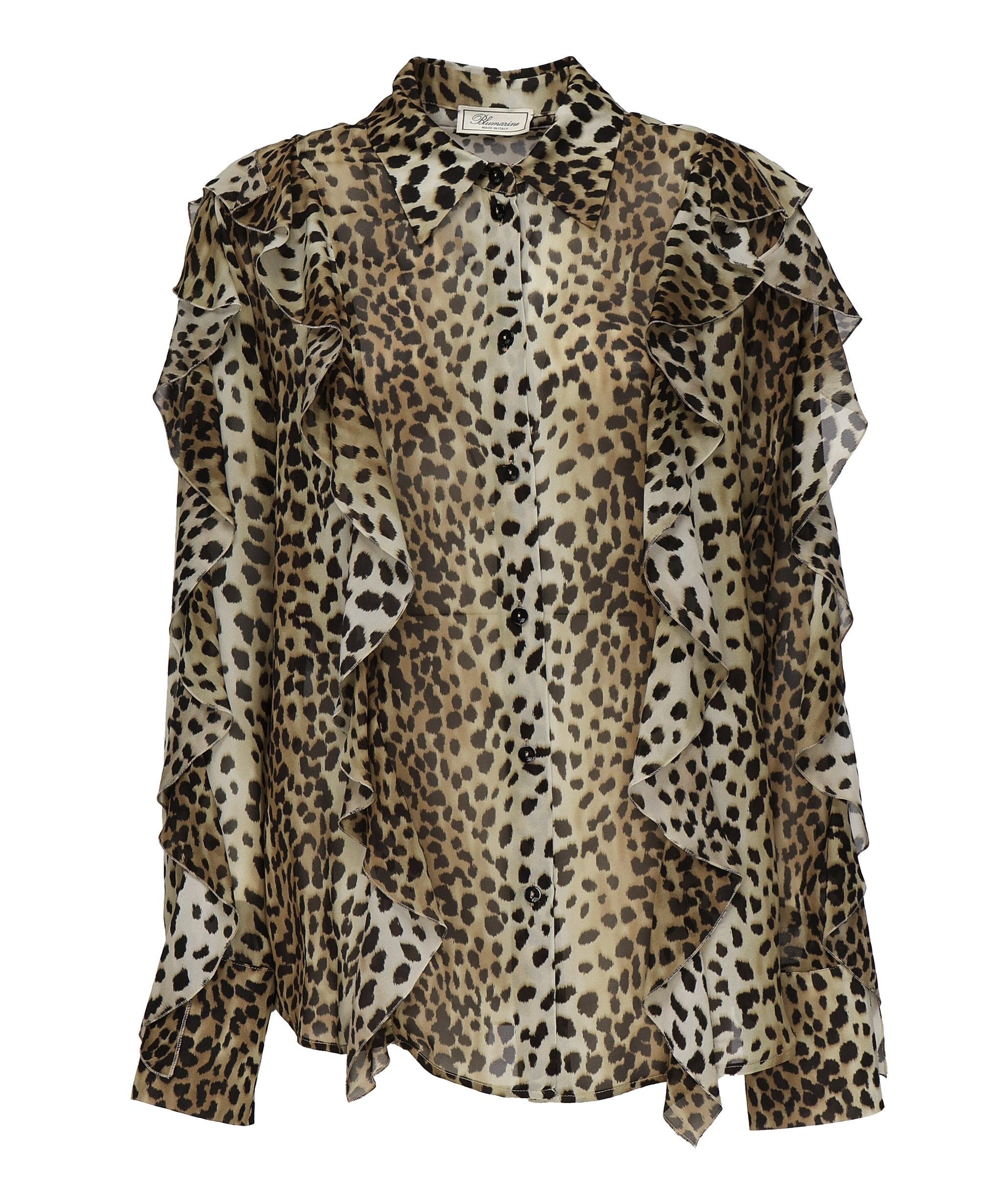 Camicia in georgette stampata con volant 2C354A M9905 BLUMARINE 