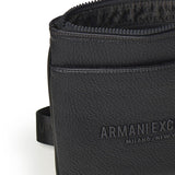 Borsa a tracolla piatta nera in similpelle XM000155 AF11931UB101 ARMANI EXCHANGE 