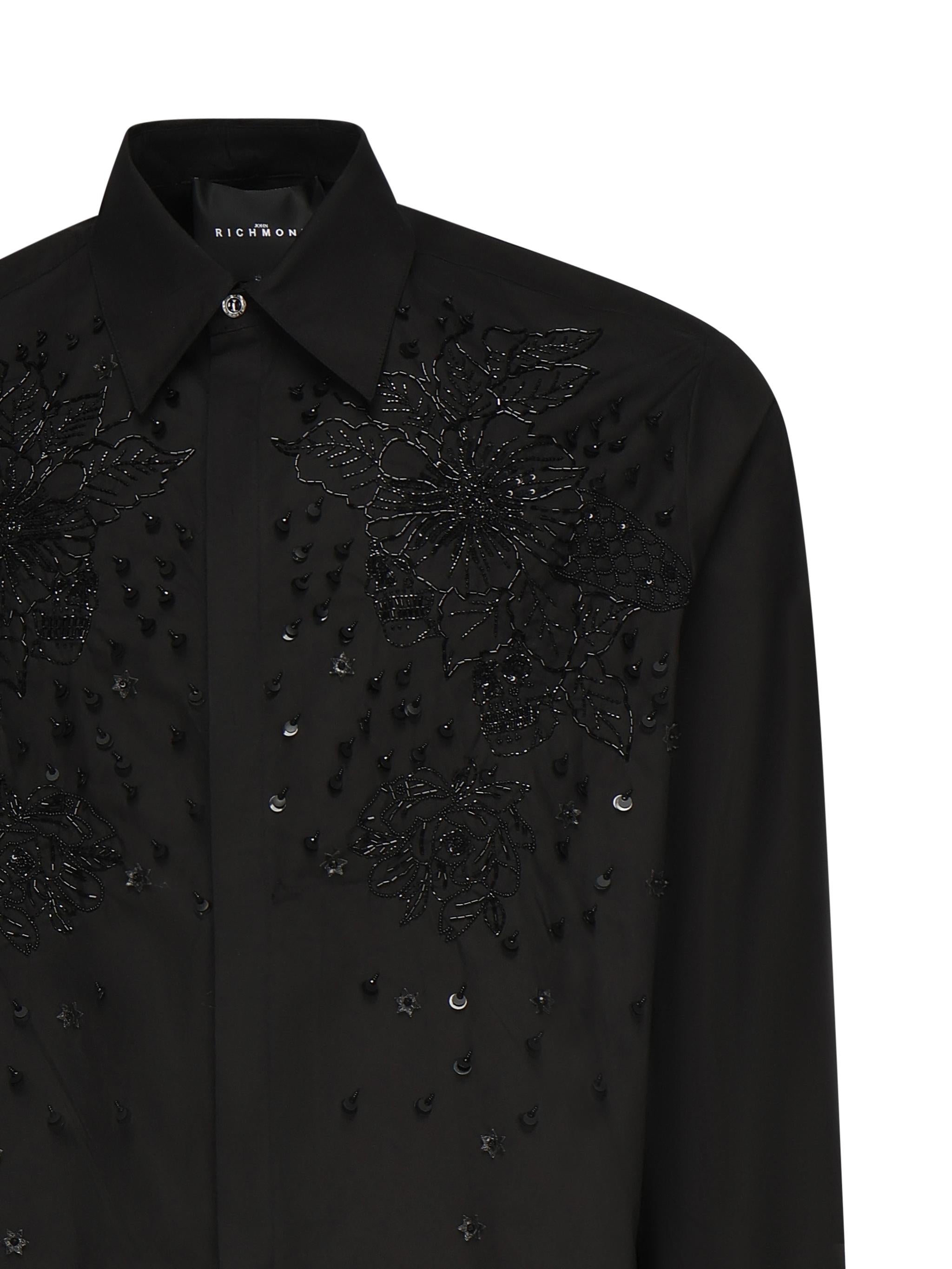 Camicia Tavaria con ricami e paillettes RMP25233CA BLACK JOHN RICHMOND 
