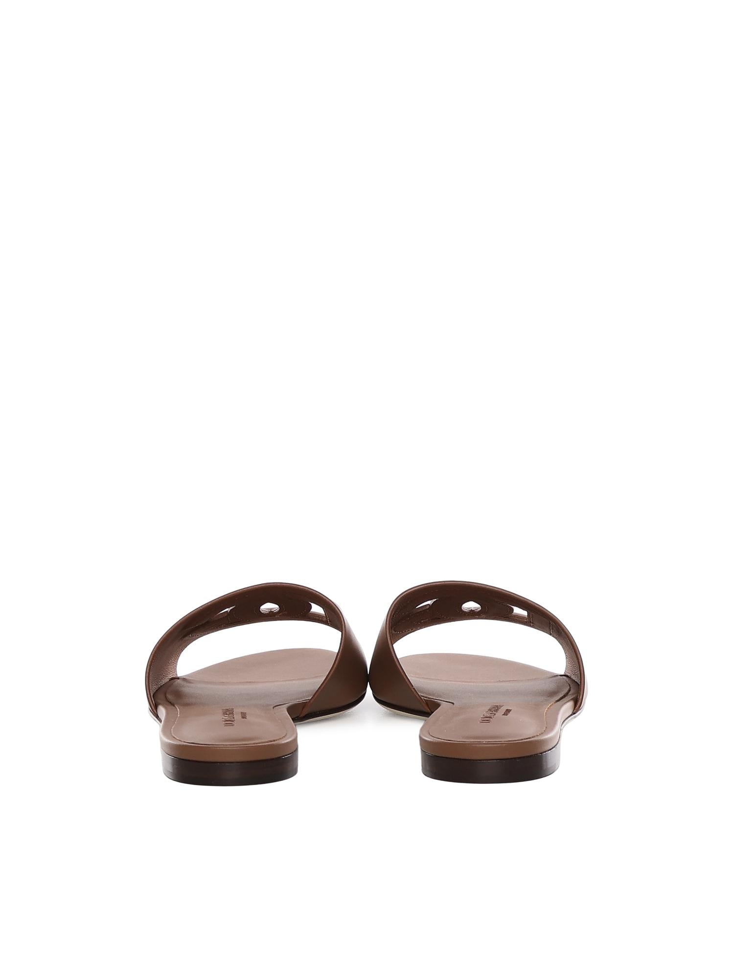 Slide in pelle di vitello e logo CQ0436 AY32981236 DOLCE & GABBANA 