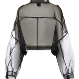 Caban cropped in organza di pura seta 106603 A2DJZ99 PINKO 