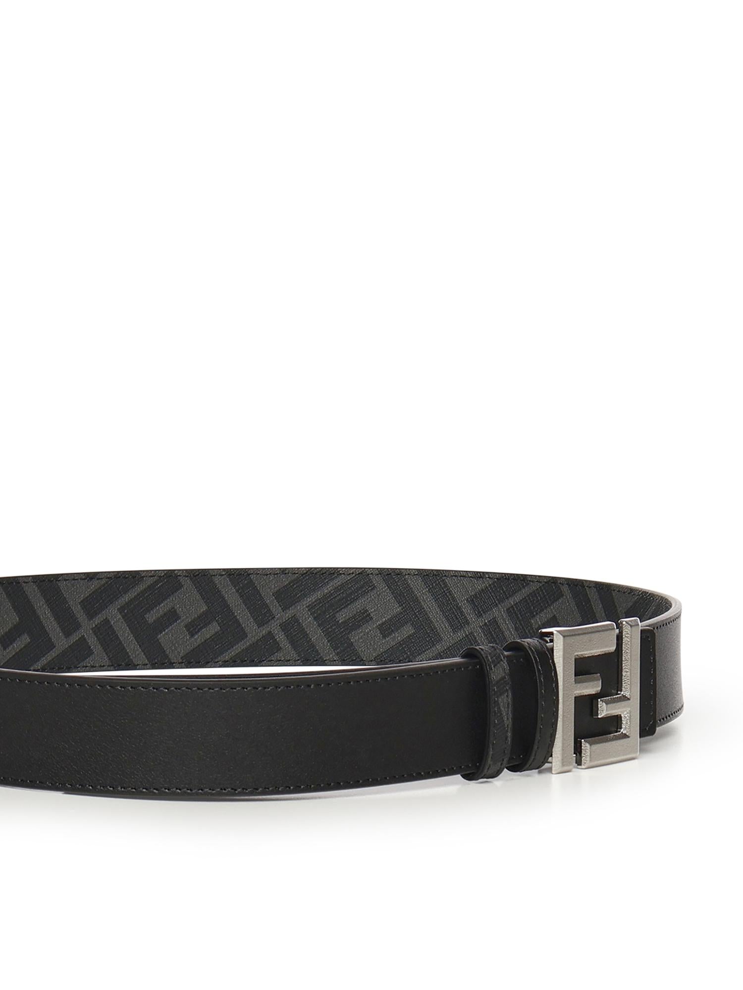 Cintura Squared FF in pelle e tela FF jacquard 7C0553 AVV7F0GXN FENDI 