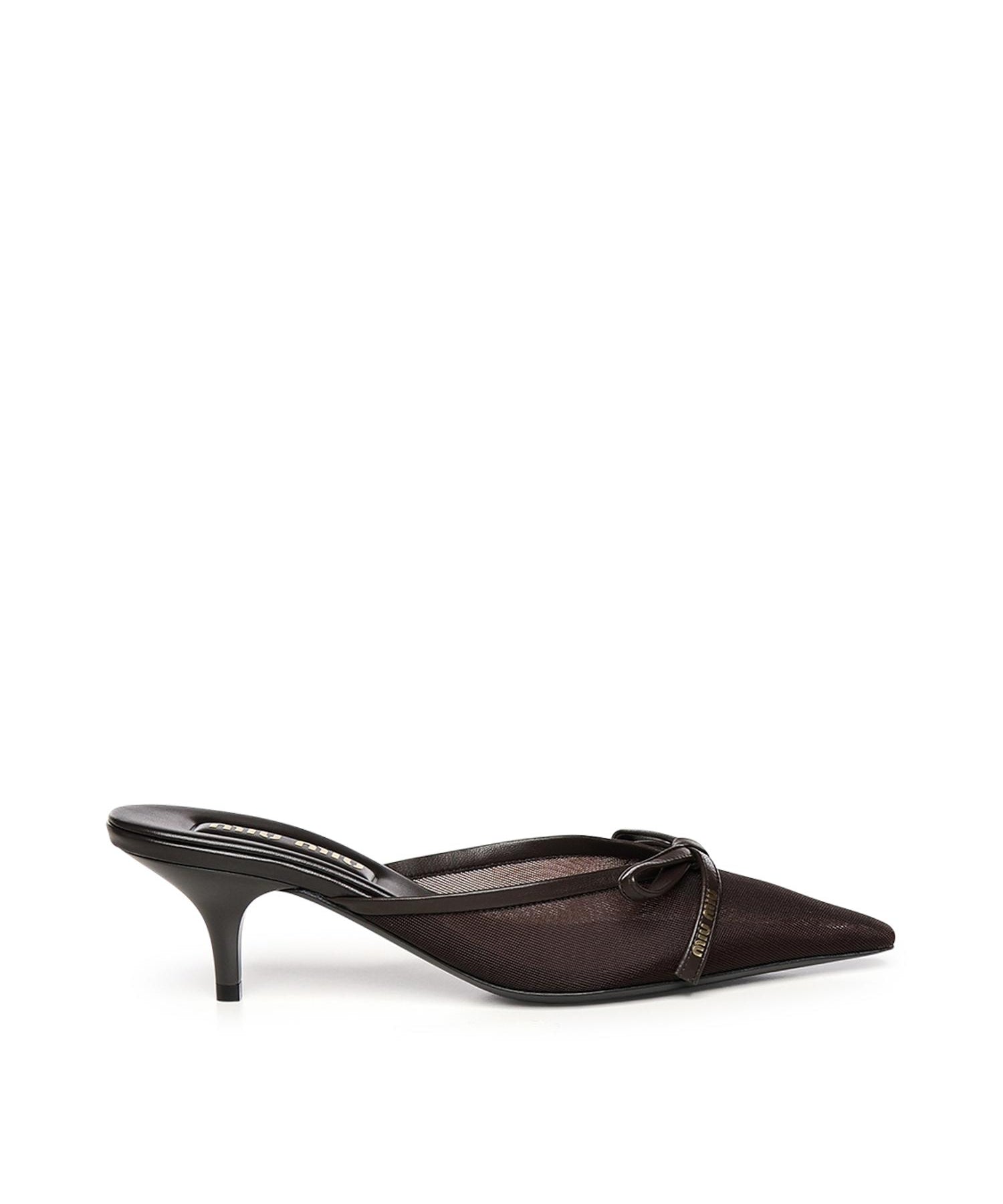 Sabot con tacco in tessuto rete 5R594E 099F0003 MIU MIU 