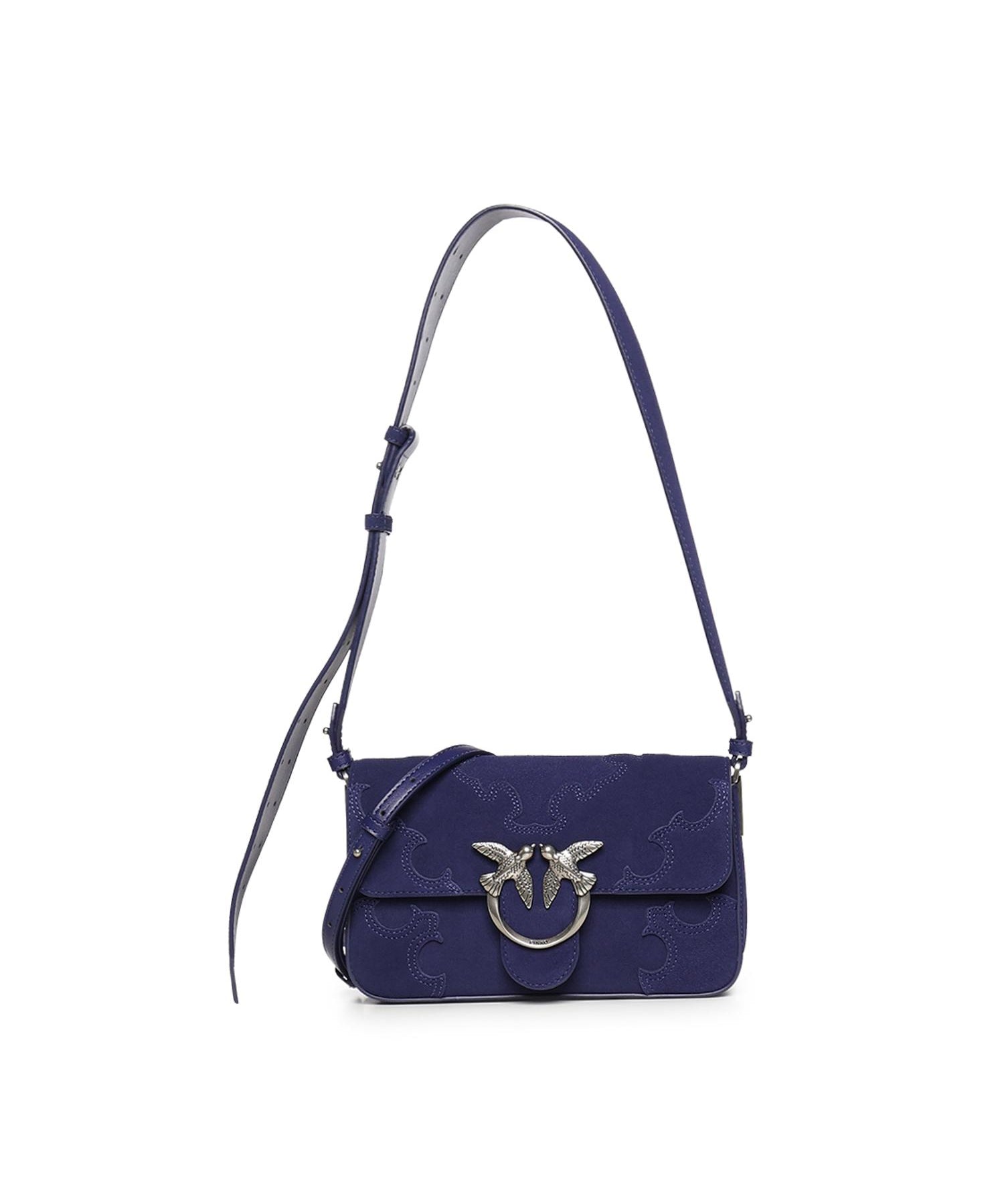 Borsa a spalla Mini Love Bag One Slouchy in suede con intarsi 106244 A0F6J05O PINKO 