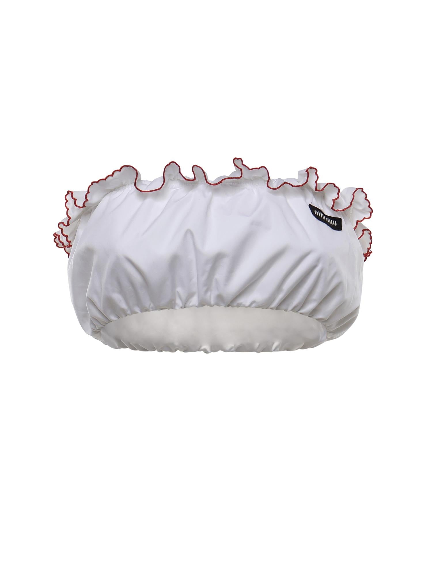 Top bandeau in popeline con ricami TP9164 197FF03DU MIU MIU 