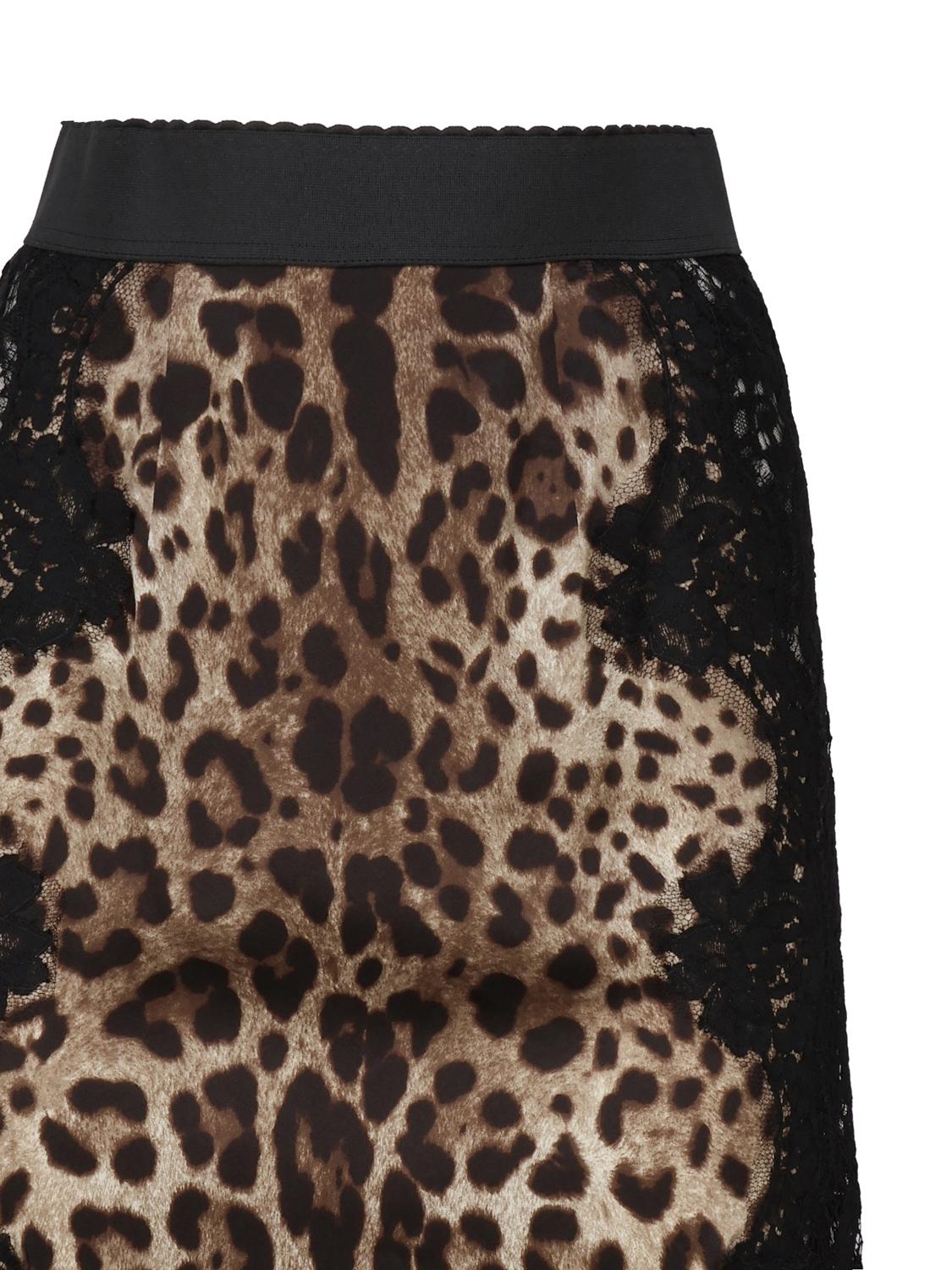 Gonna midi in raso stampa leopardo con inserti in pizzo F4BHCT FSAXYHY13M DOLCE & GABBANA 