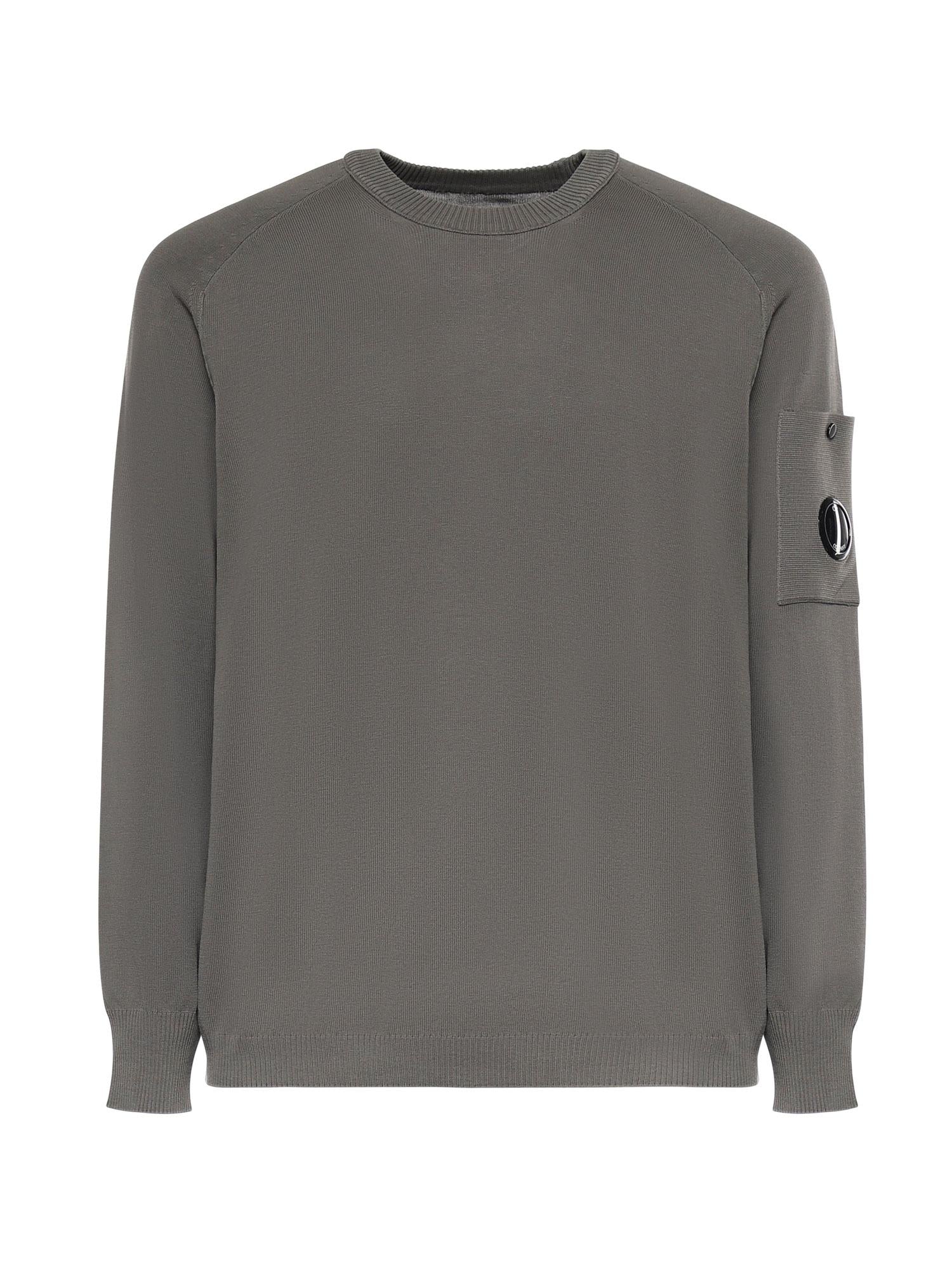 Maglione in cotone crepe con logo<BR/> 20CMKN105A 006323O921 C.P. COMPANY 
