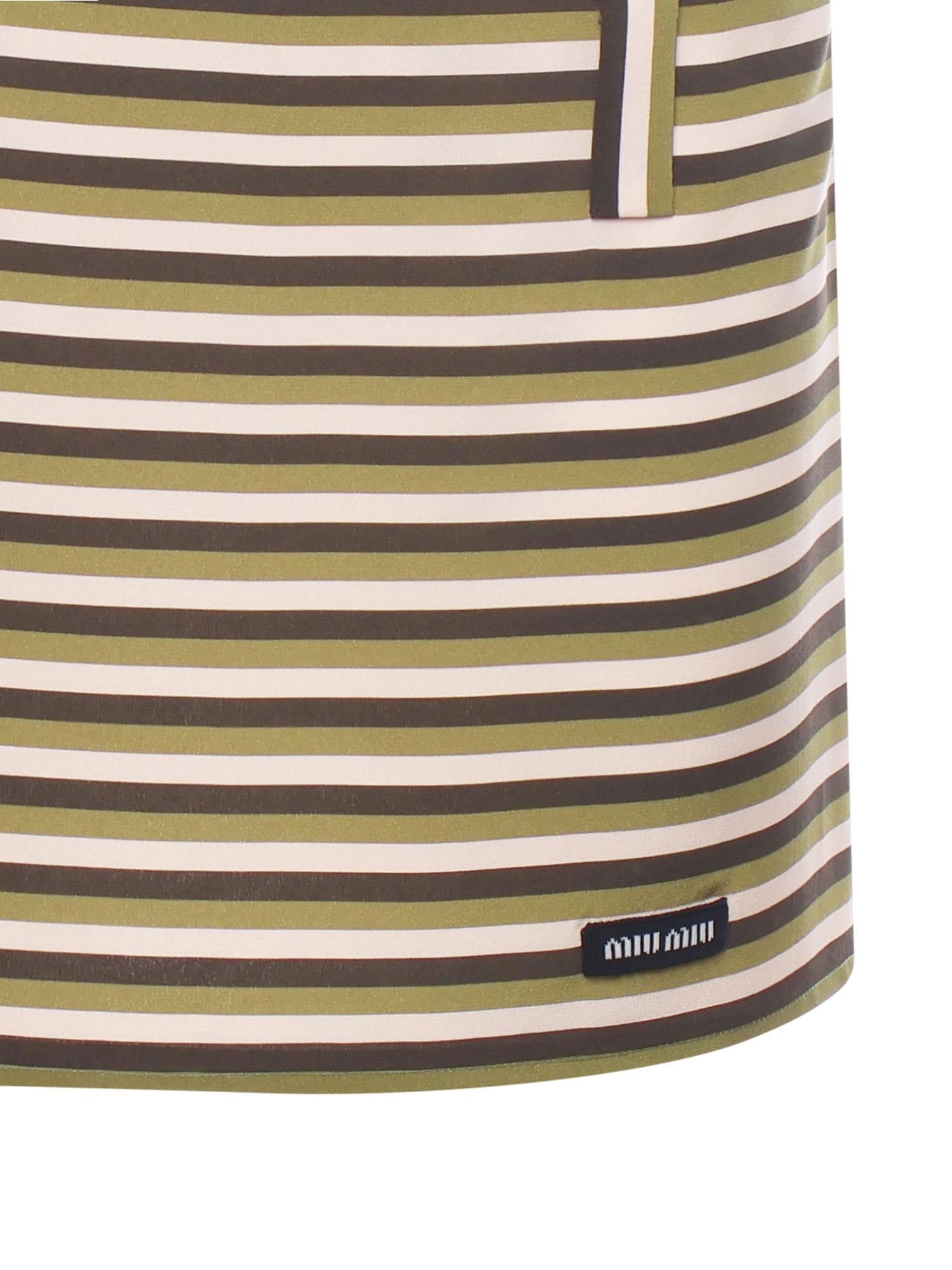 Minigonna a righe con logo<BR/> MG2520 1731F04DA MIU MIU 