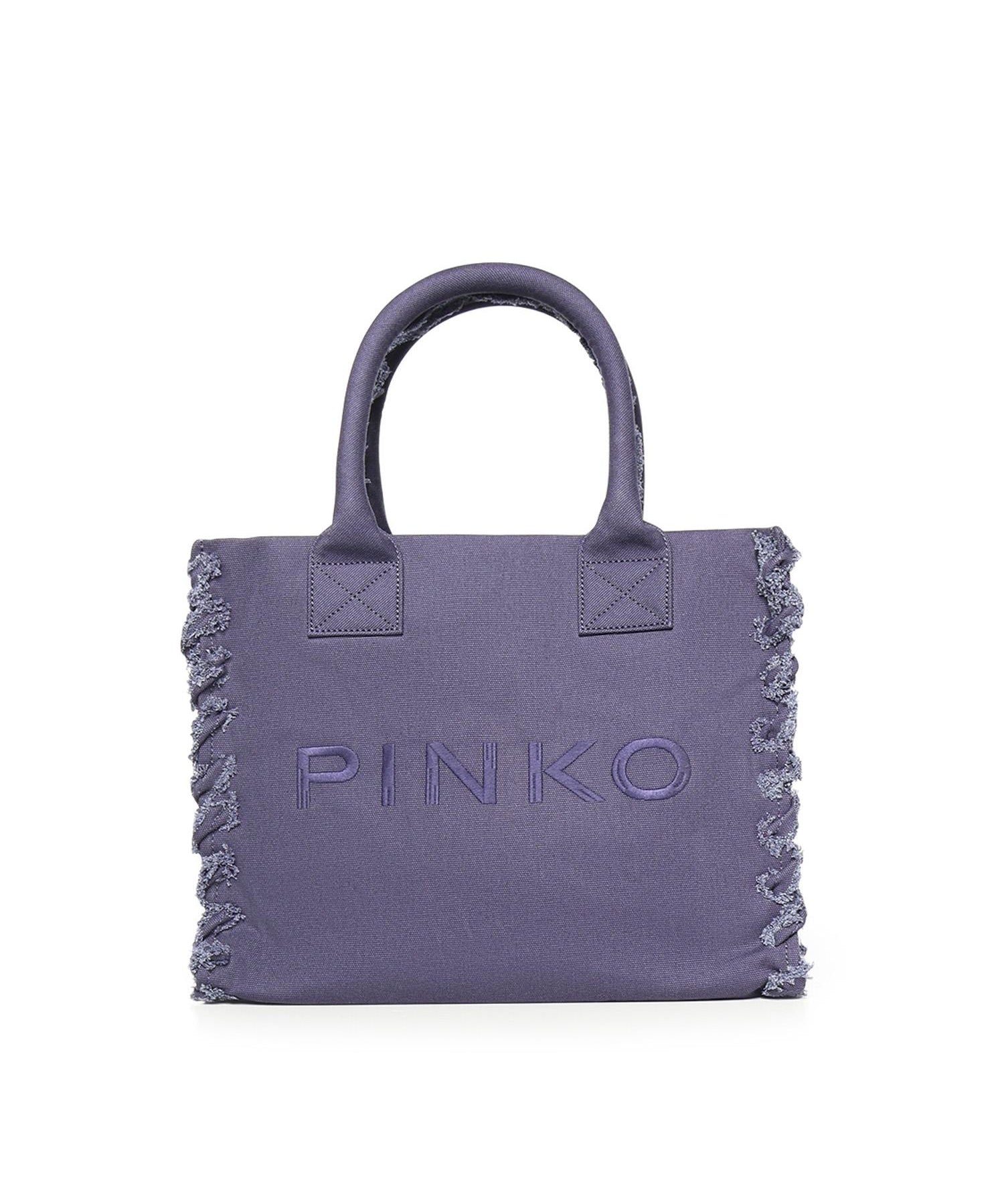 Borsa shopper Beach in canvas con logo 106673 A3A4J05 PINKO 