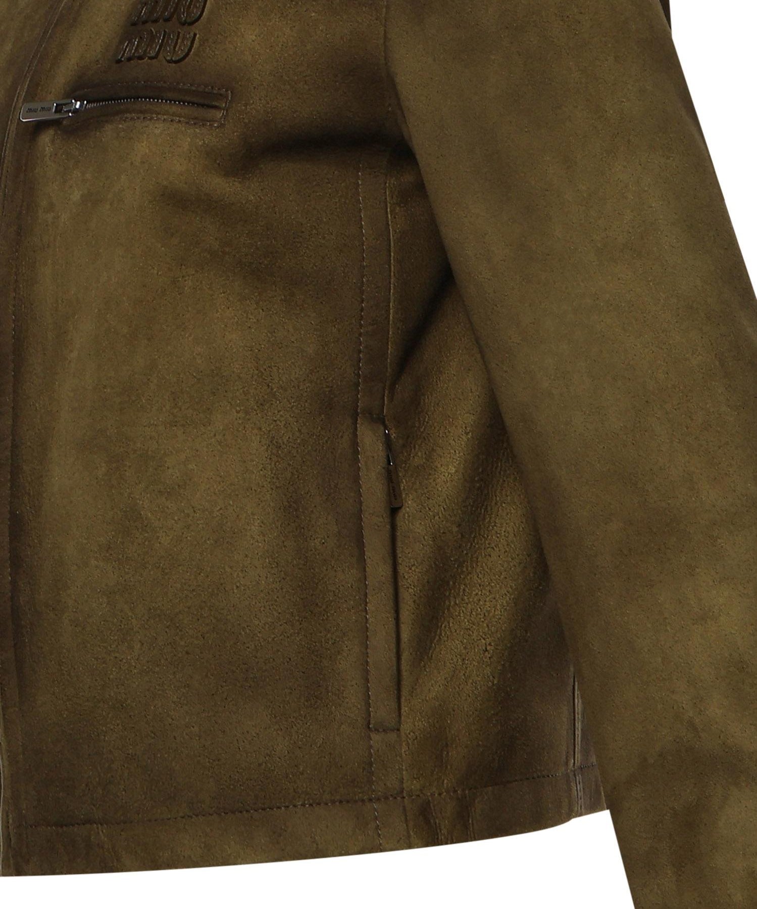Giubbotto in pelle scamosciata cerata MPW022 19QLF0D09 MIU MIU 