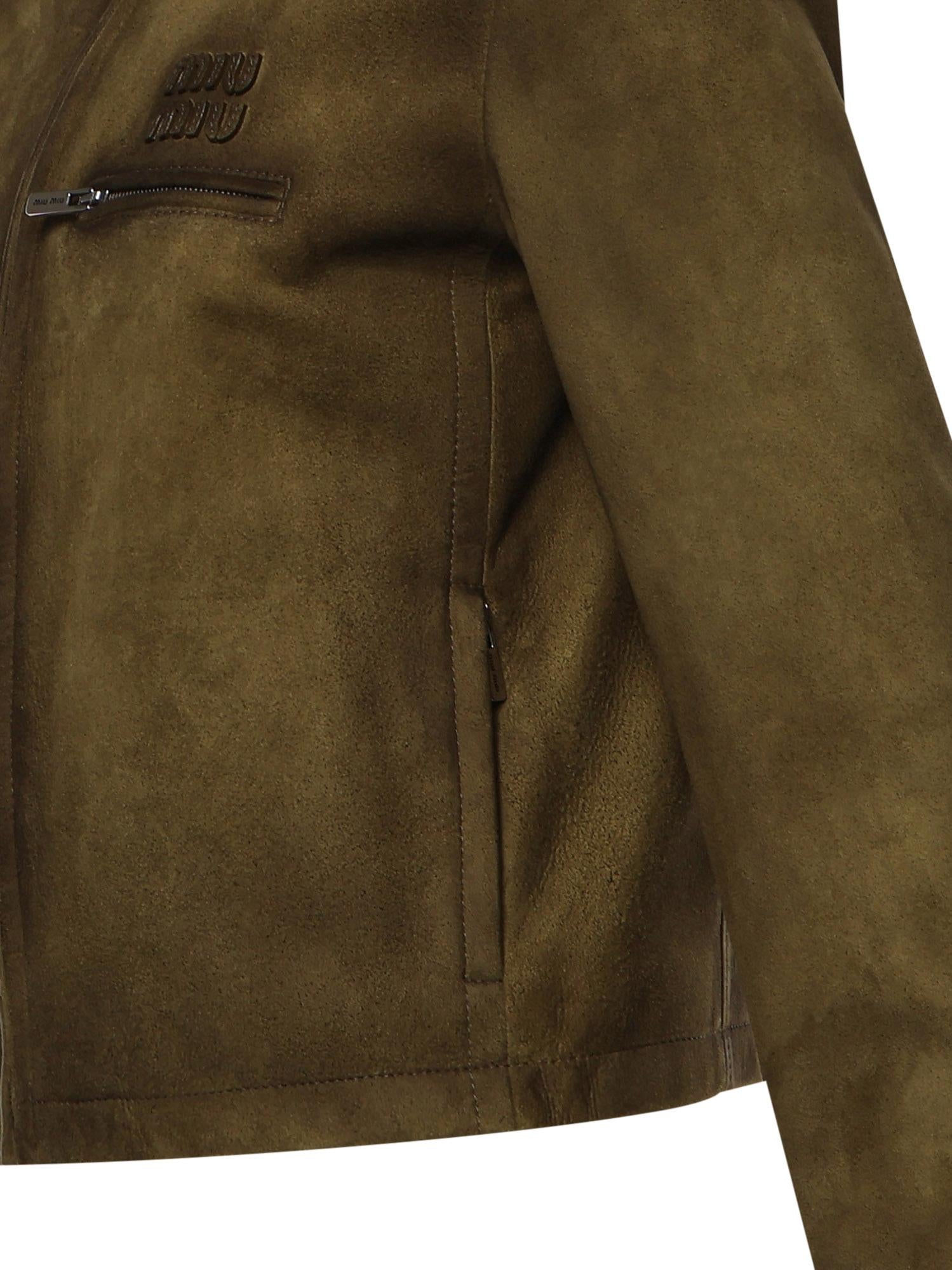 Giubbotto in pelle scamosciata cerata MPW022 19QLF0D09 MIU MIU 