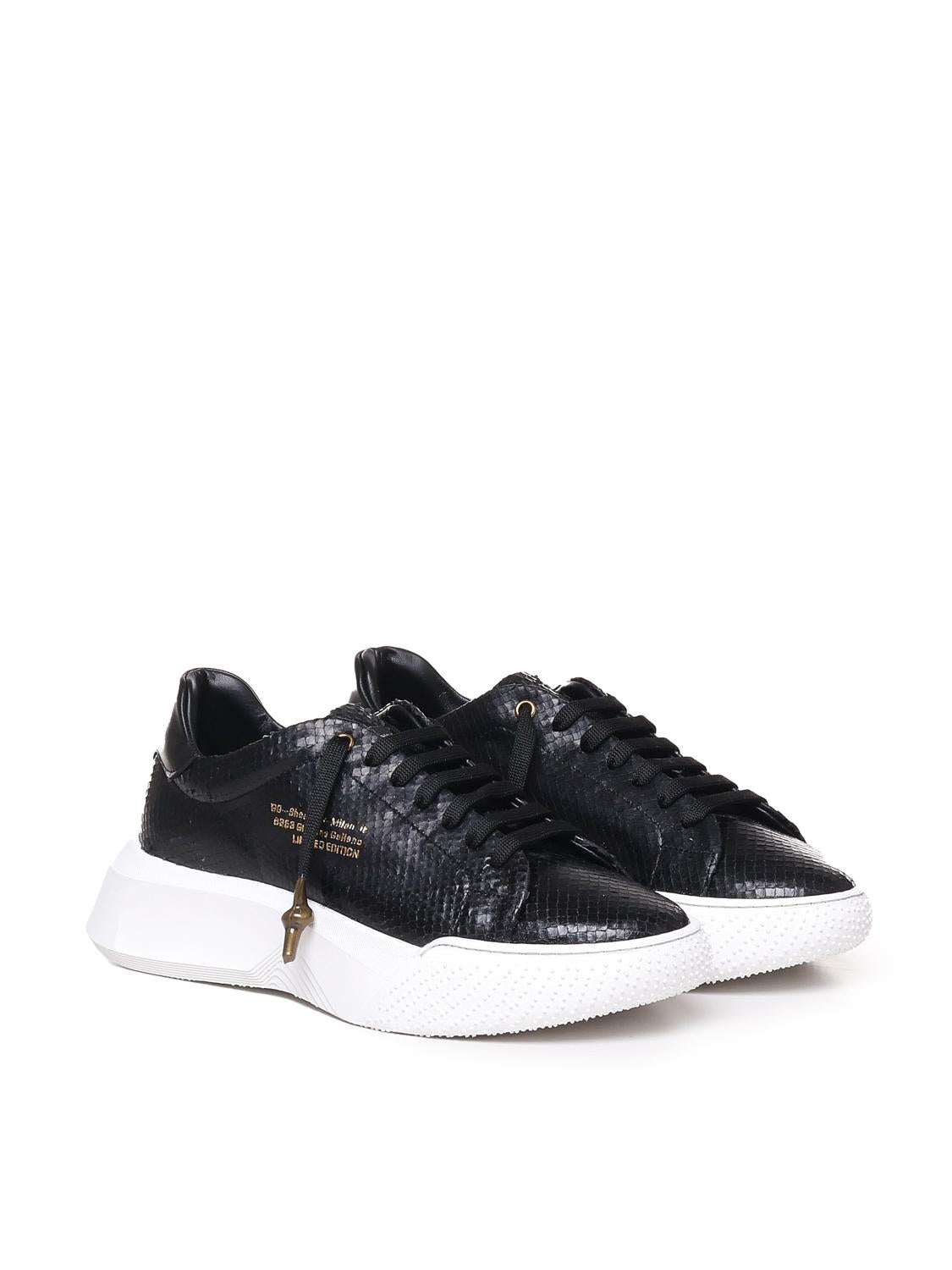 Sneakers Nemesis in nappa con stampa pitone NEMESIS2 PYTHONBLACK GIULIANO GALIANO 